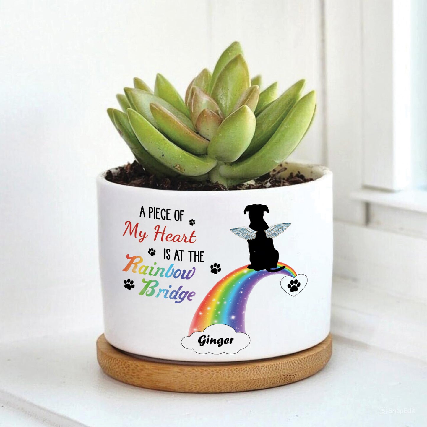 Pet Lover - A Piece Of My Heart Is At The Rainbow Bridge - Personalized Plant Pot