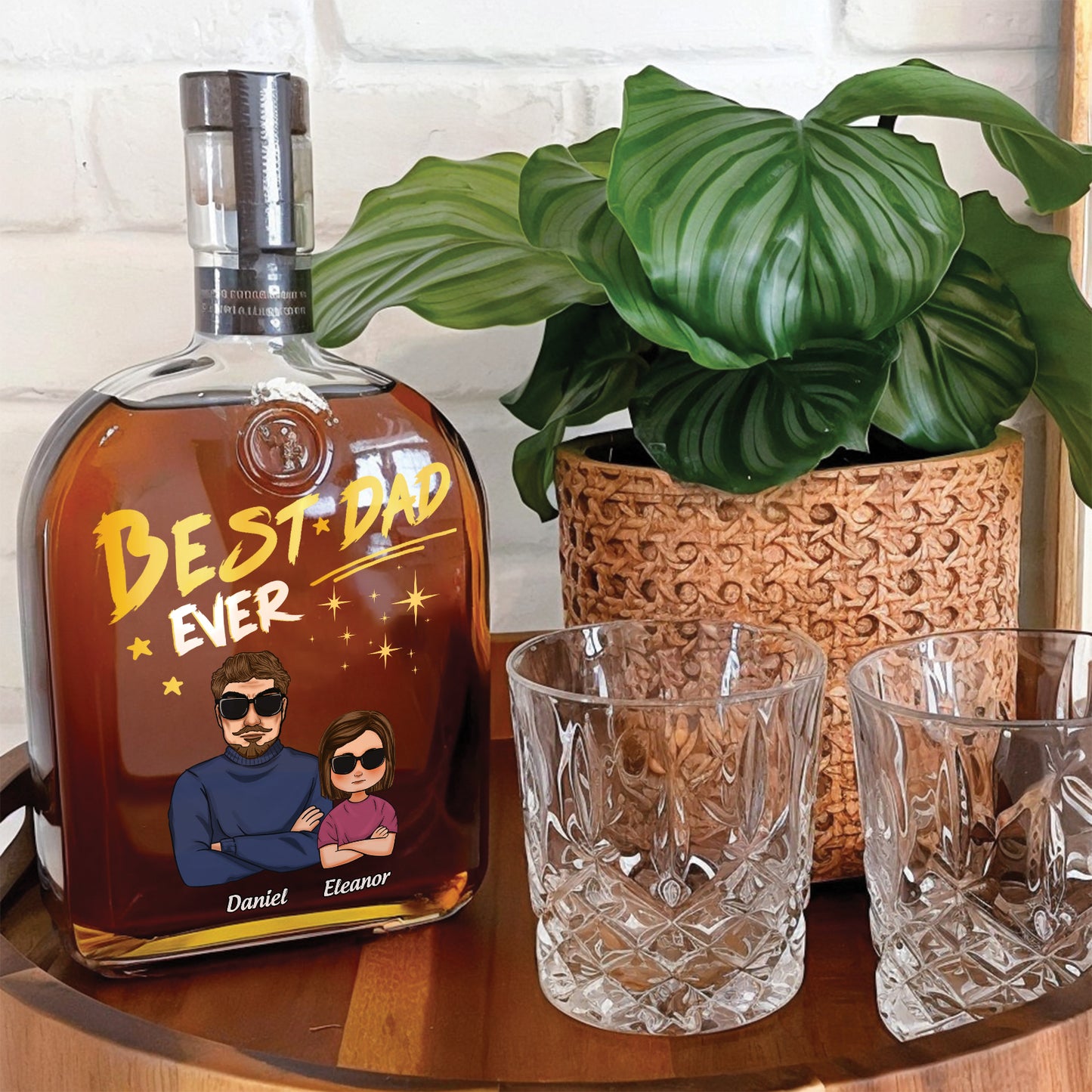 Family - Best Mom/Dad Ever - Personalized Whiskey Bottle