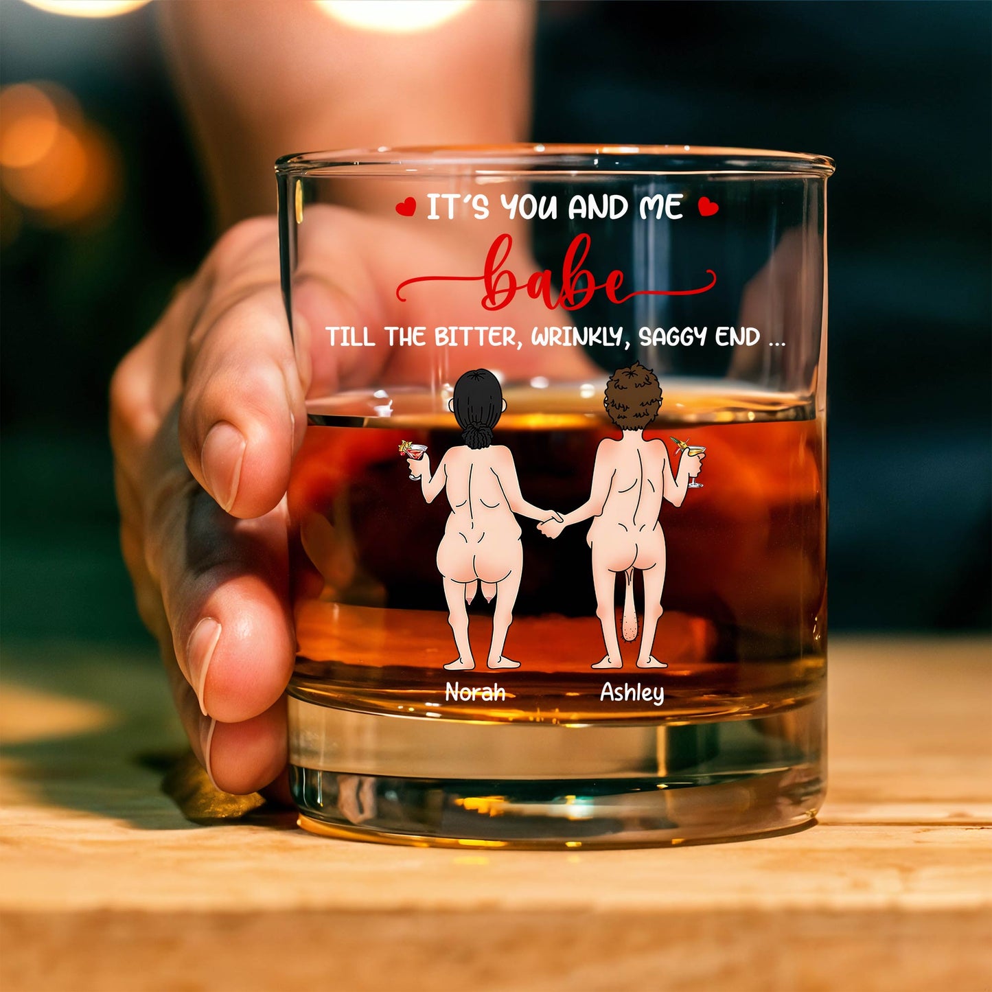 Couple - It's You And Me Babe - Personalized Whiskey Glass