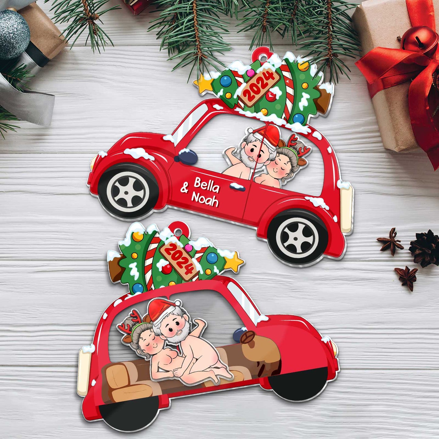 Couple - Passionate Love Couple - Personalized 3-Layered Shaking Ornament