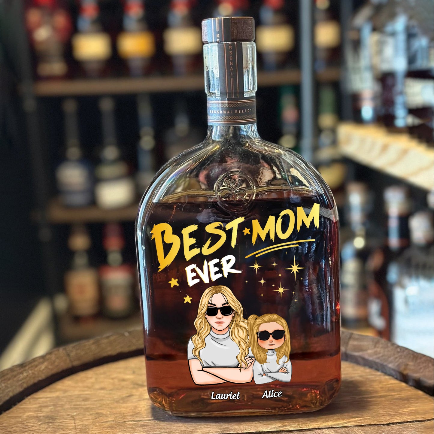 Family - Best Mom/Dad Ever - Personalized Whiskey Bottle