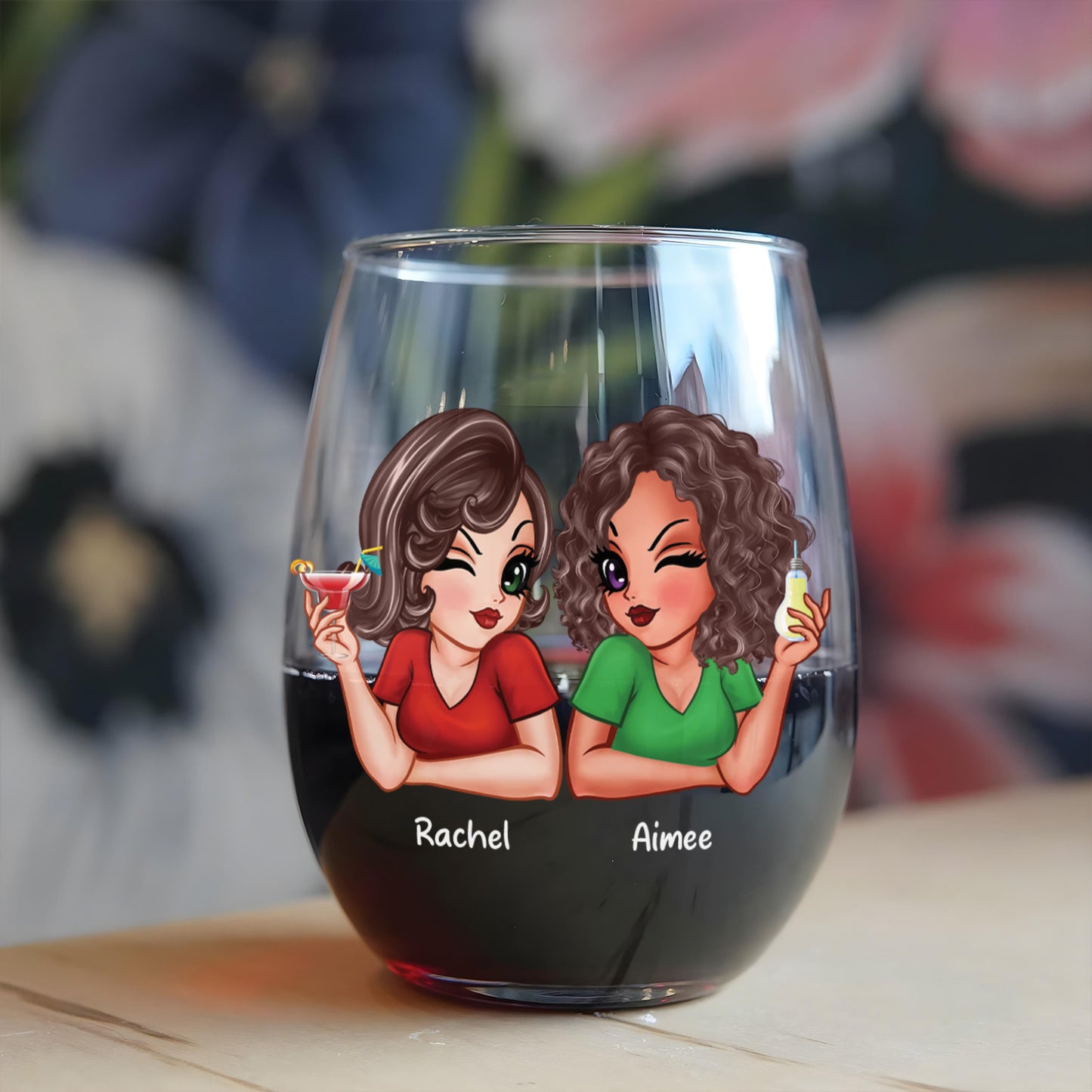 Bestie - Here's To Another Year Of Bonding Over Alcohol - Personalized Wine Glass