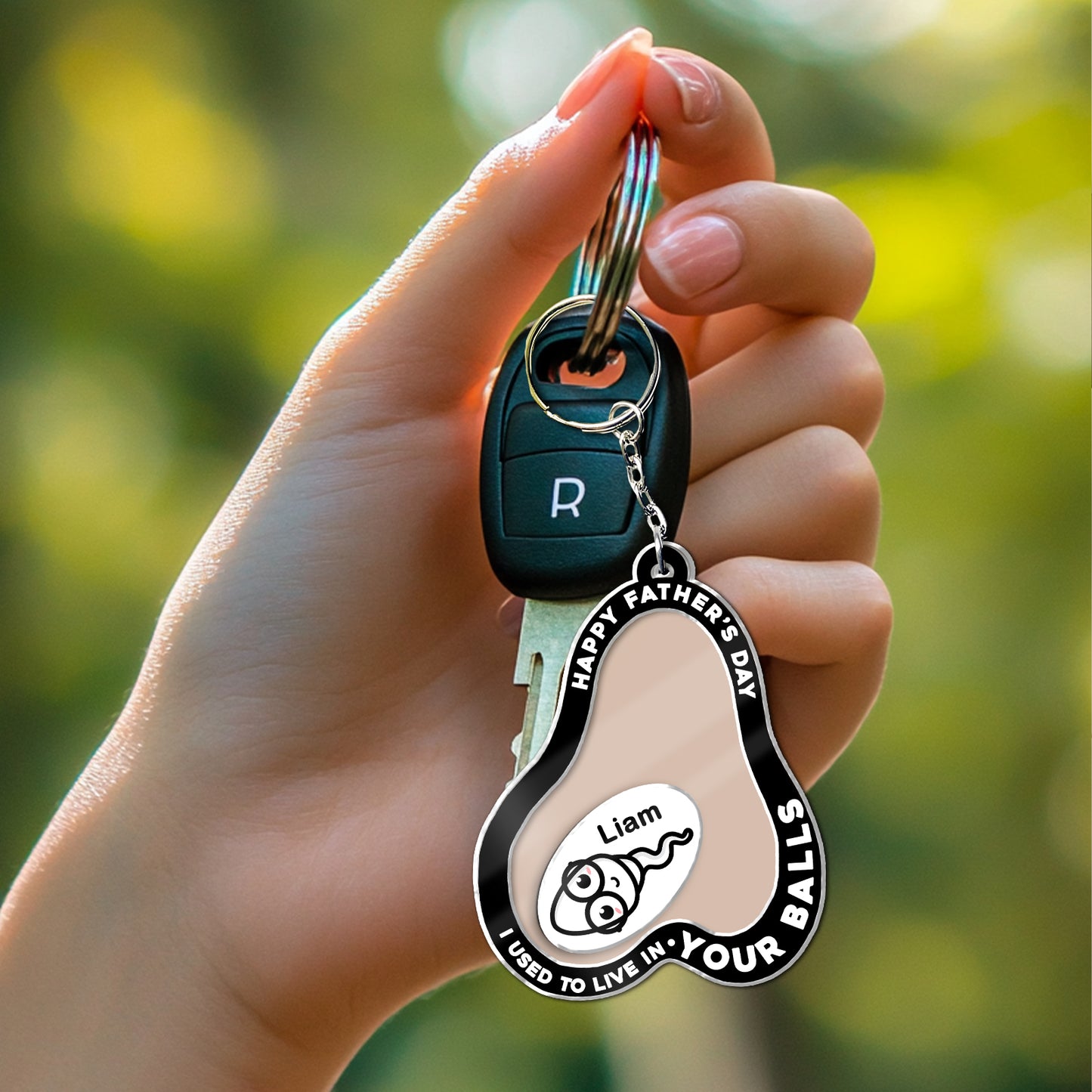 Father - We Used To Live In Your Balls - Personalized Acrylic Shaking Keychain
