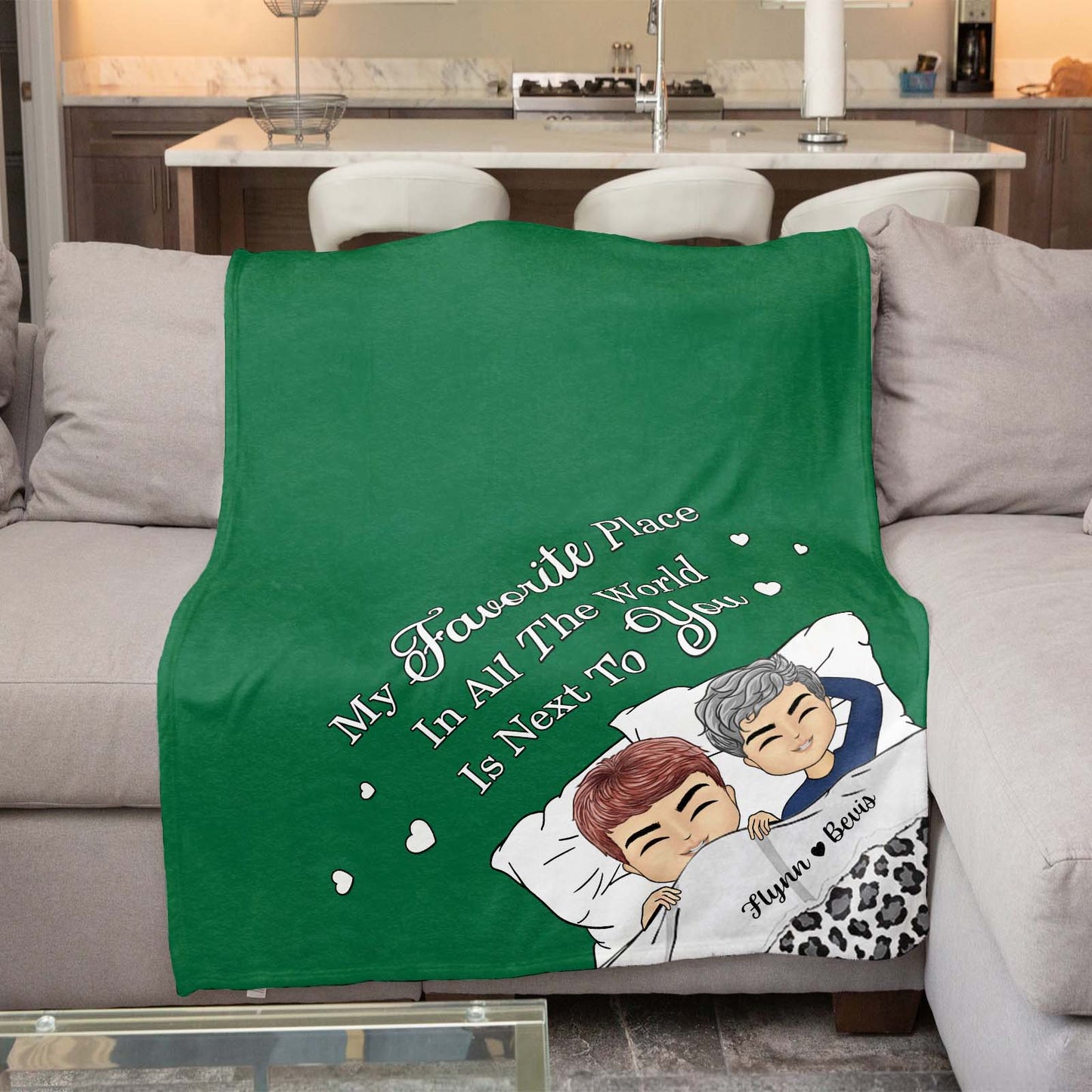 Couple - My Favorite Place In All The World Is Next To You - Personalized Blanket