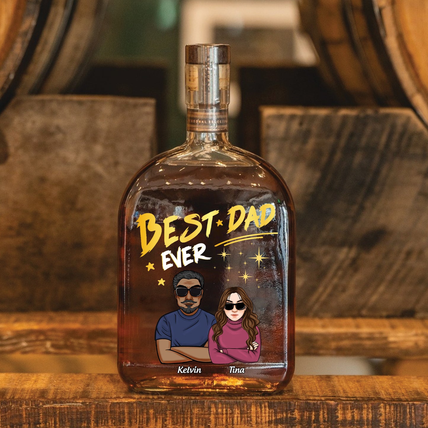 Family - Best Mom/Dad Ever - Personalized Whiskey Bottle
