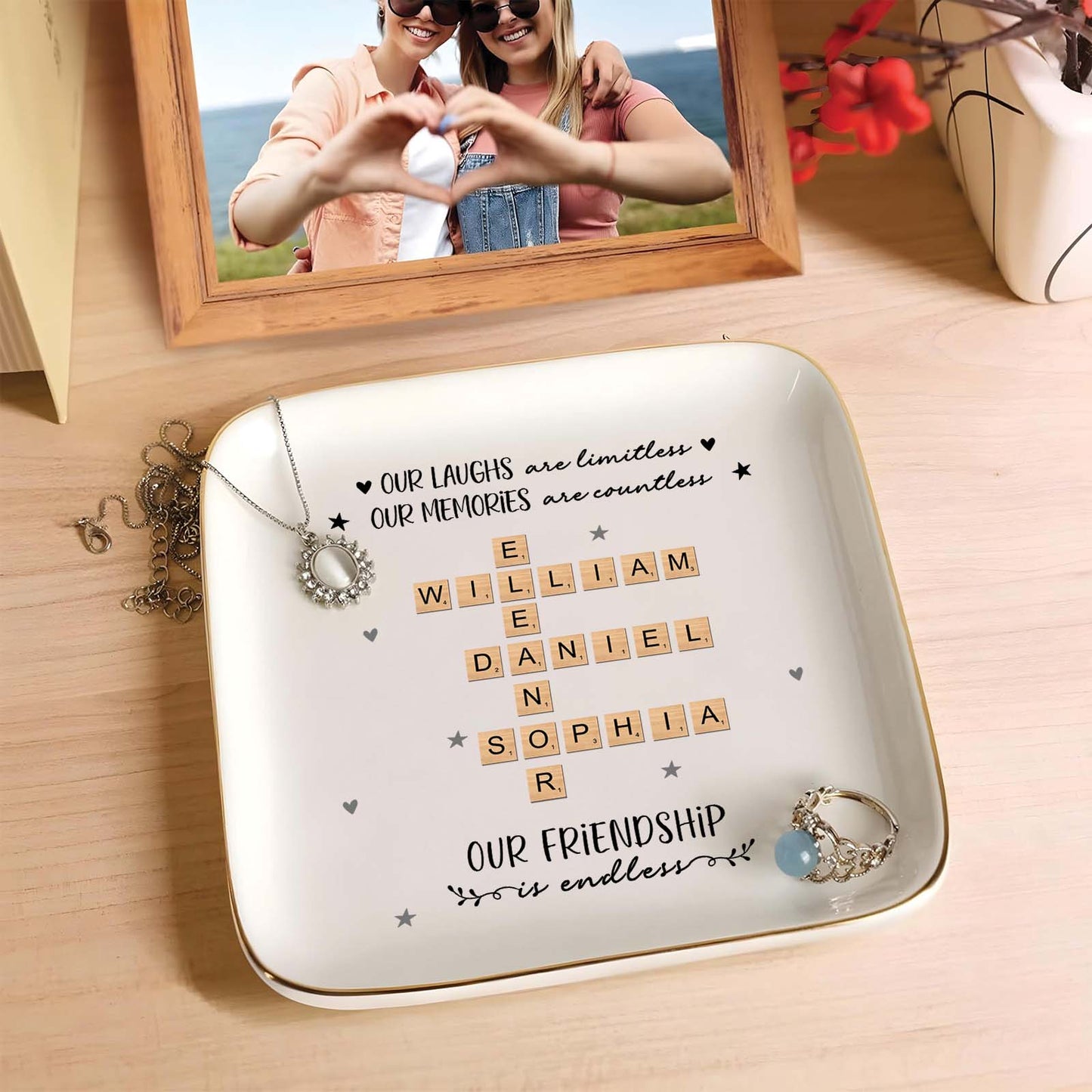 Friend - Our Laughs Are Limitless - Personalized Jewelry Dish