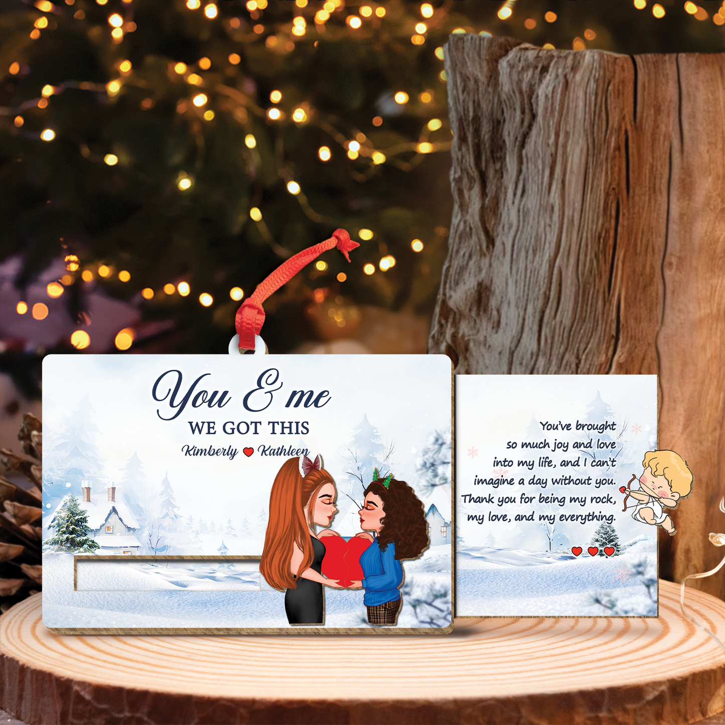 Couple - You & Me We Got This - Personalized Wooden Slider Card