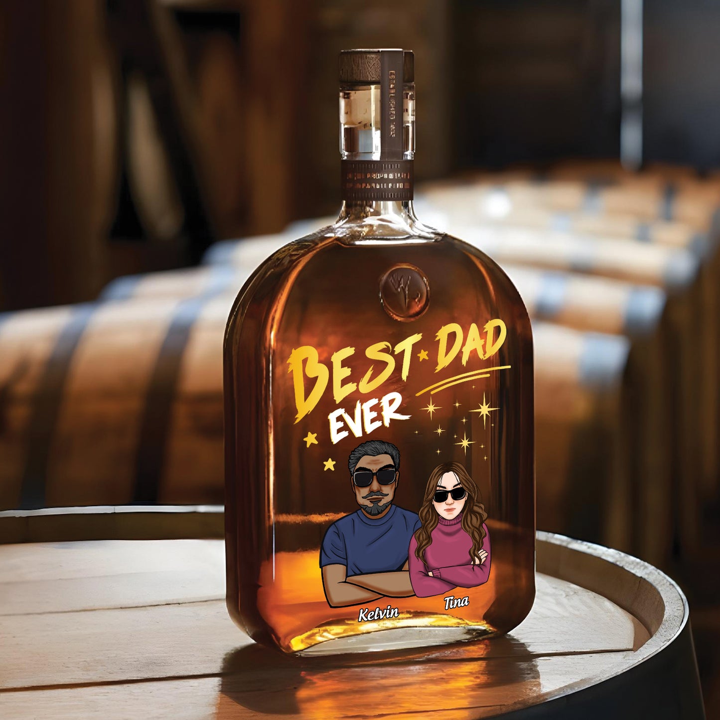 Family - Best Mom/Dad Ever - Personalized Whiskey Bottle