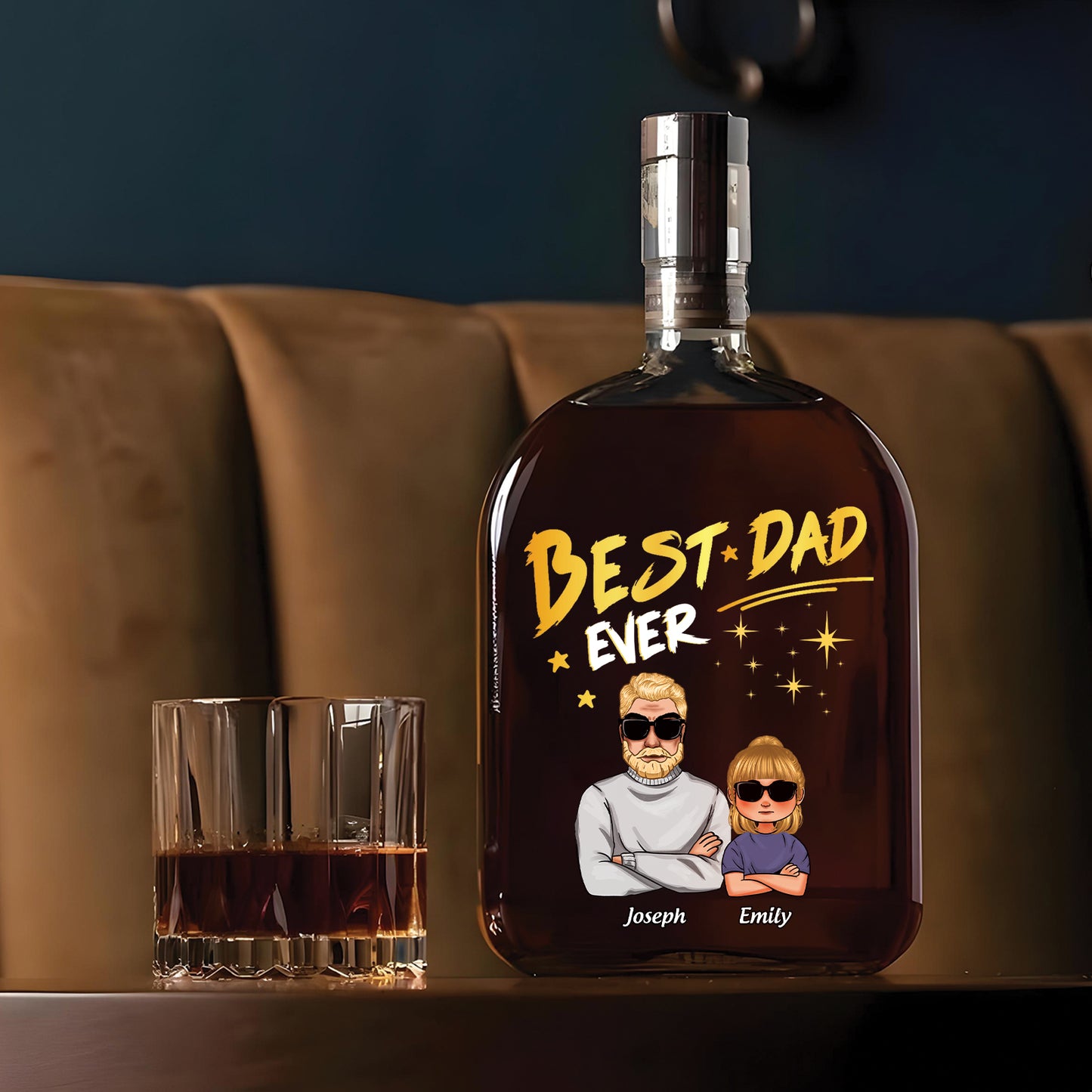 Family - Best Mom/Dad Ever - Personalized Whiskey Bottle