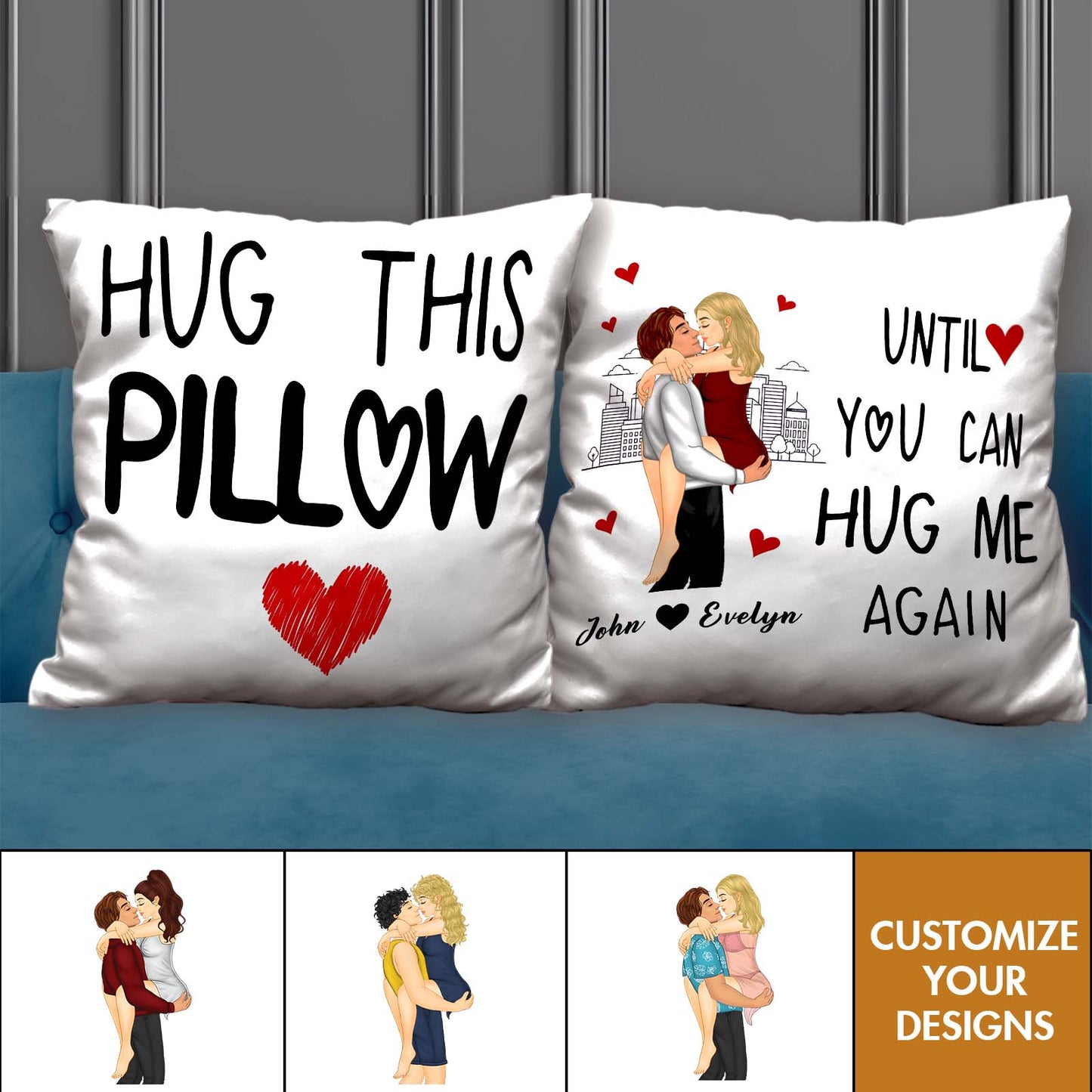 Couple - Hug This Pillow Until You Can Hug Me Again - Personalized Pillow