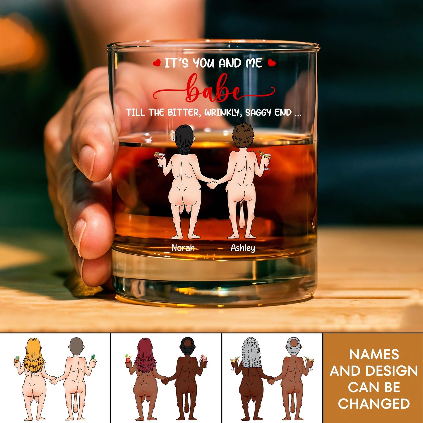 Couple - It's You And Me Babe - Personalized Whiskey Glass