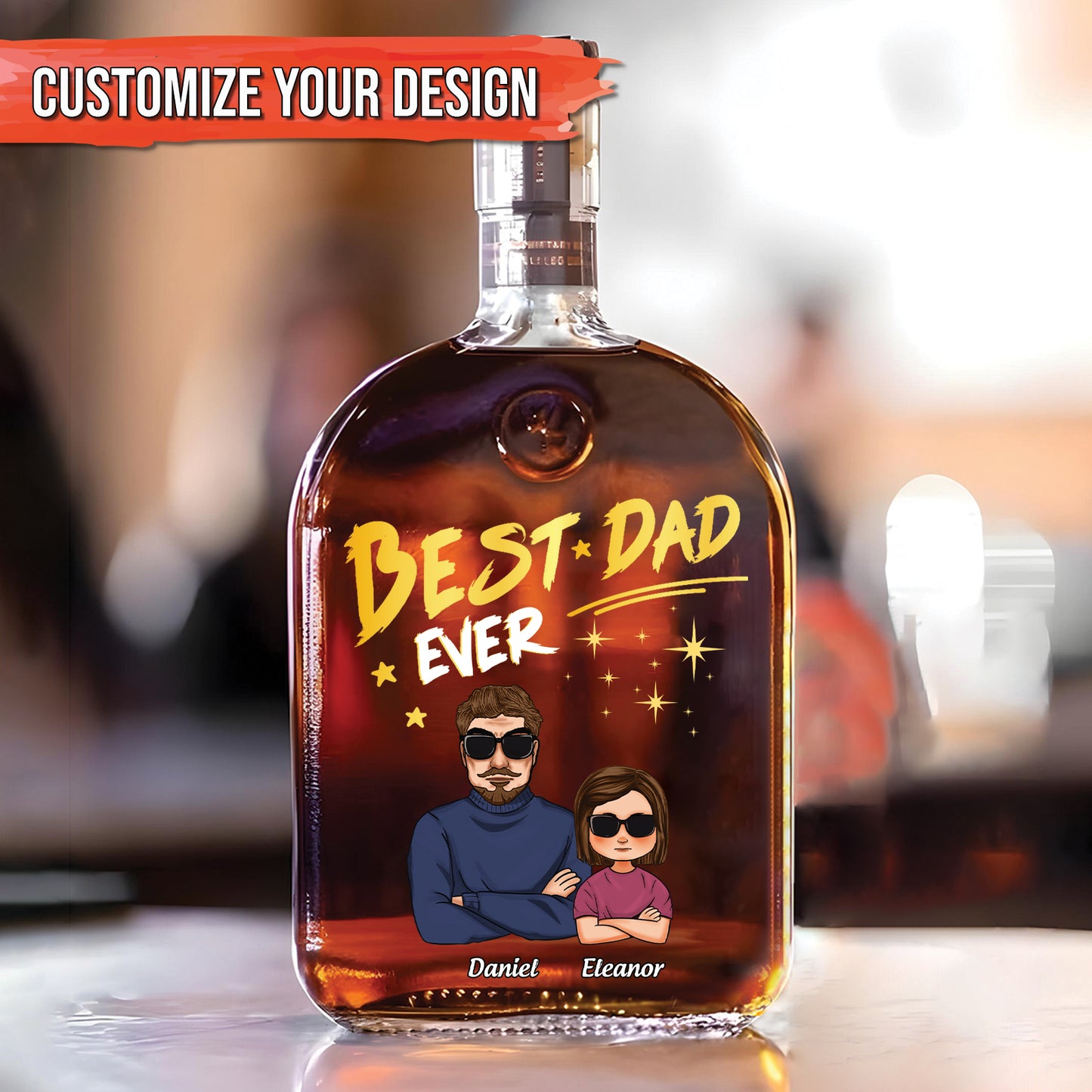 Family - Best Mom/Dad Ever - Personalized Whiskey Bottle