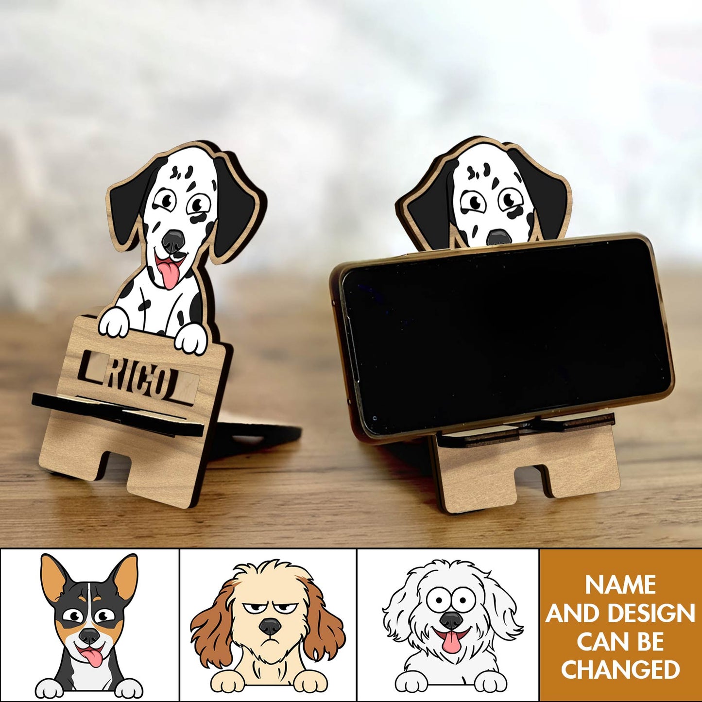 Pet Lover - Paws Up! - Personalized Wooden Phone Holder