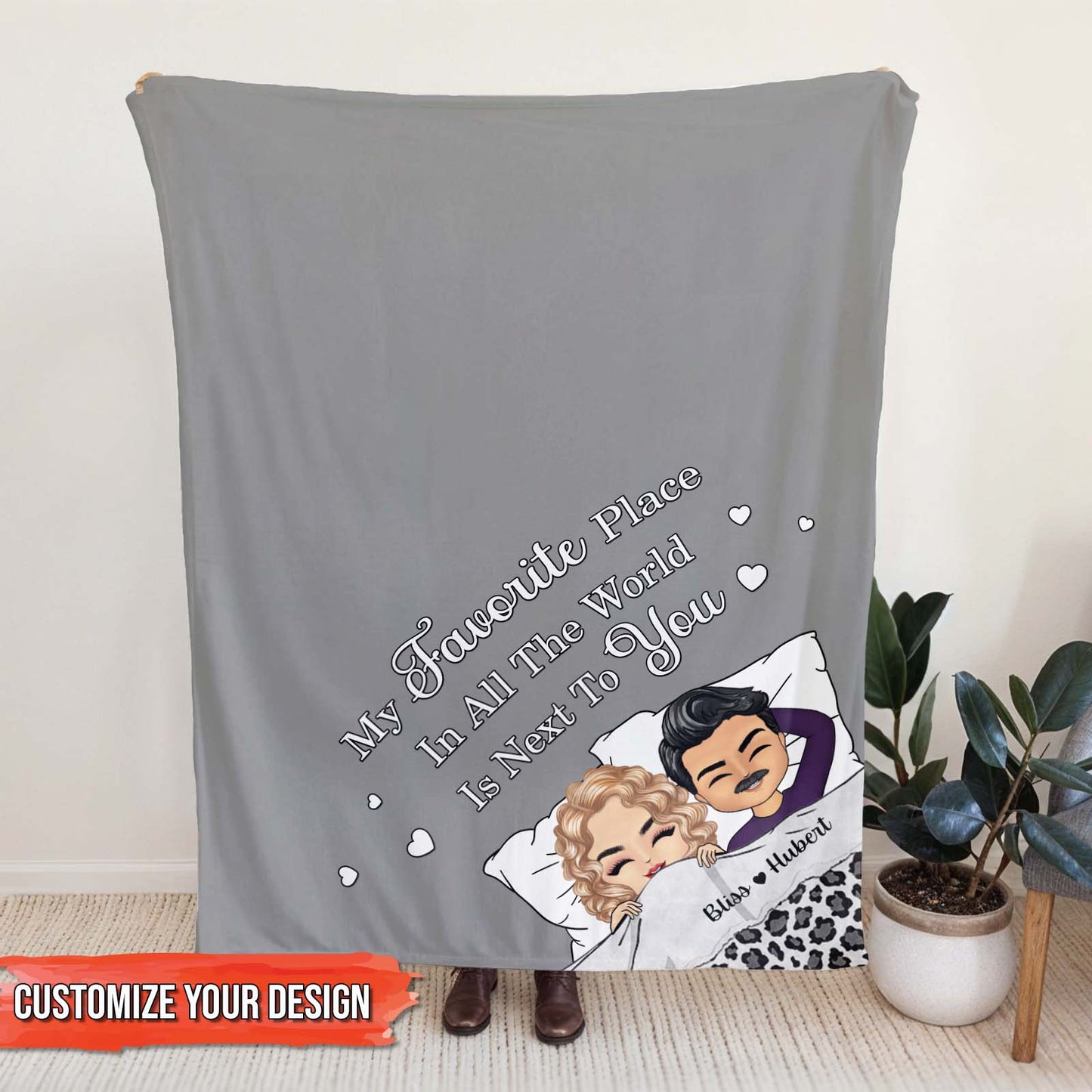 Couple - My Favorite Place In All The World Is Next To You - Personalized Blanket
