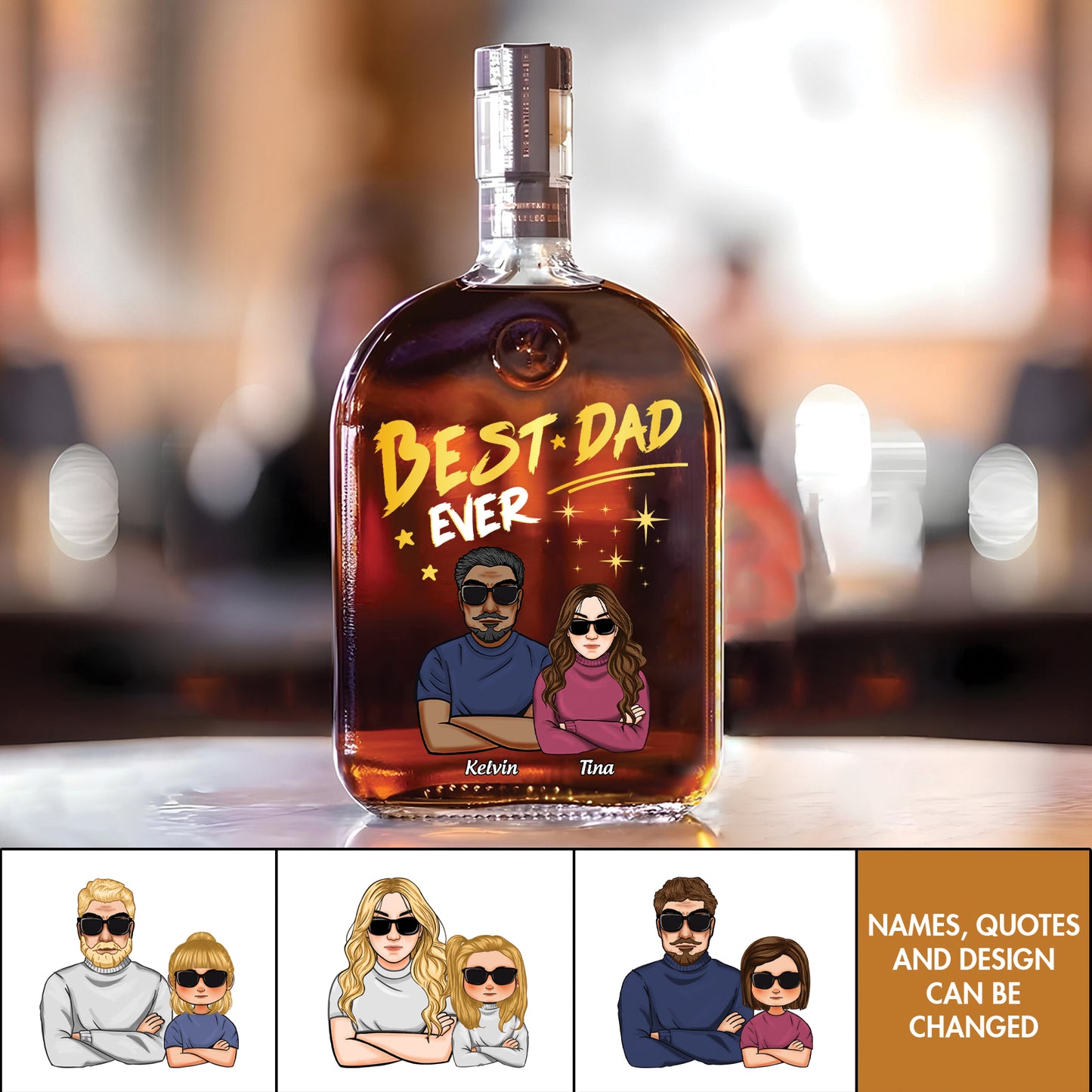 Family - Best Mom/Dad Ever - Personalized Whiskey Bottle