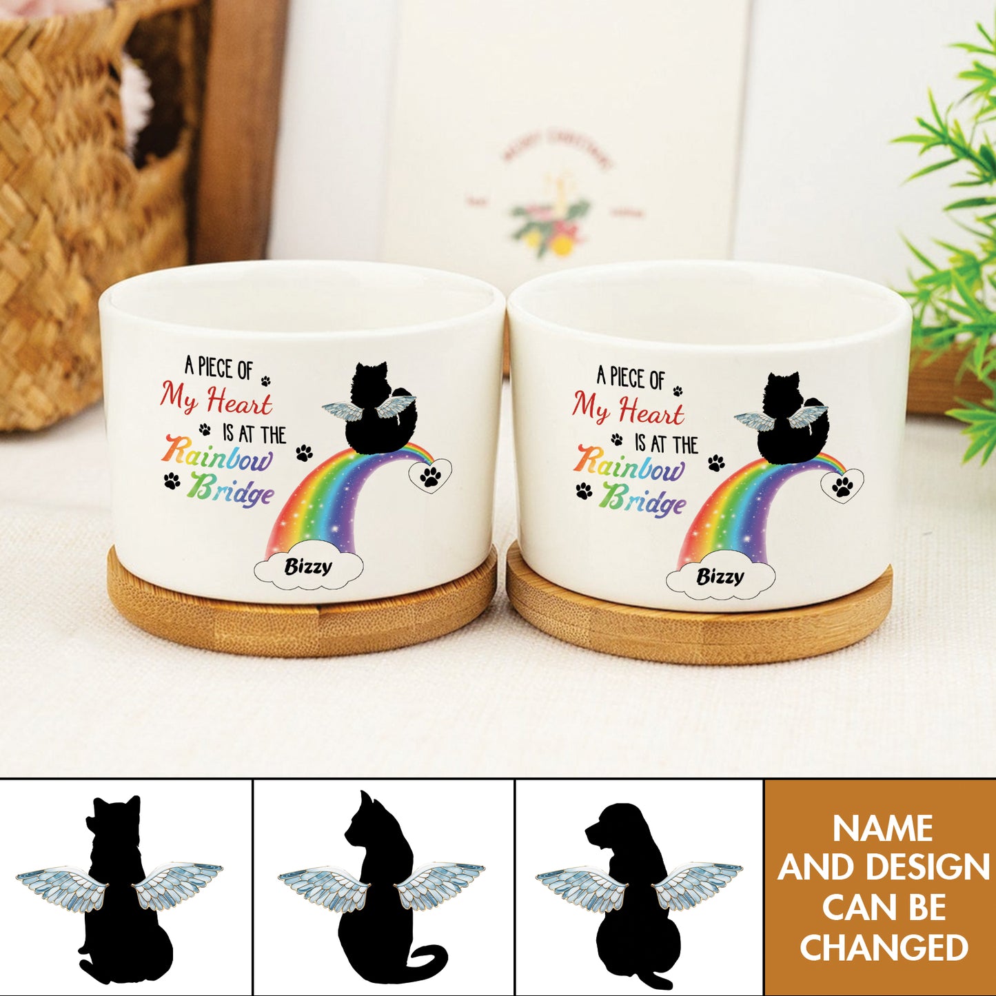 Pet Lover - A Piece Of My Heart Is At The Rainbow Bridge - Personalized Plant Pot