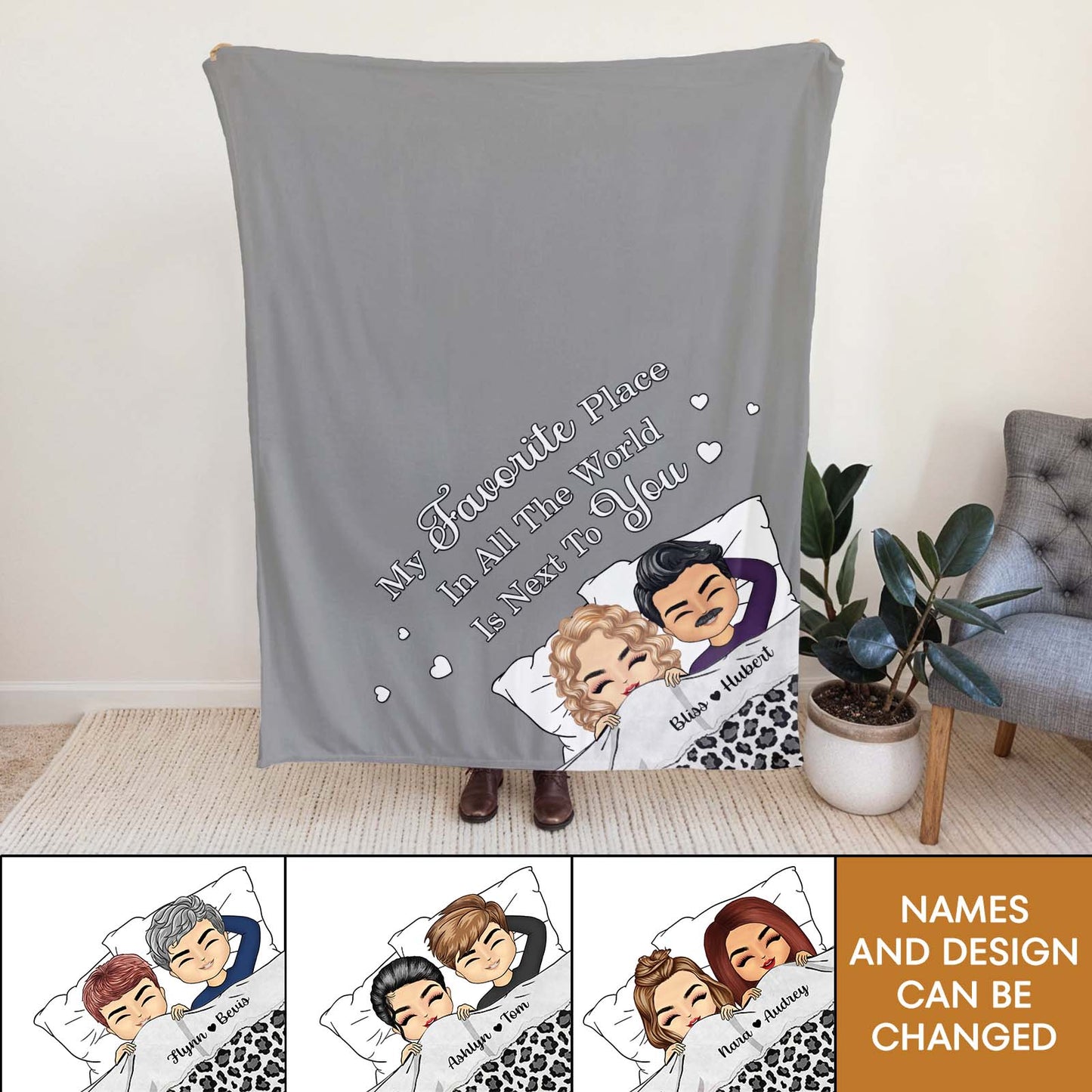 Couple - My Favorite Place In All The World Is Next To You - Personalized Blanket