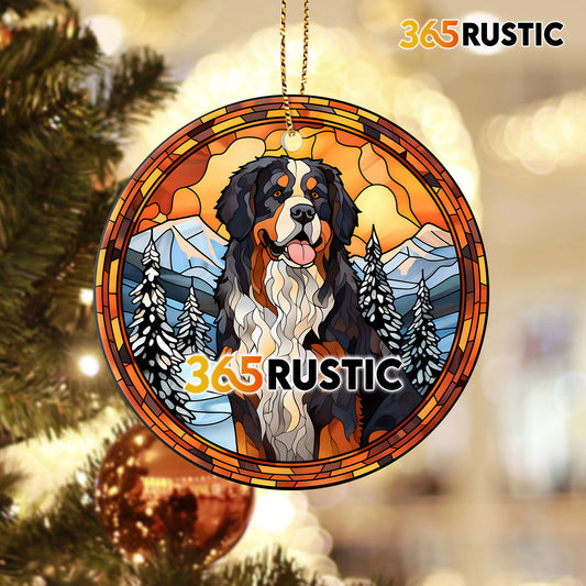 Christmas -  Bernese Mountain Dog - Personalized Ceramic Ornament Ver2