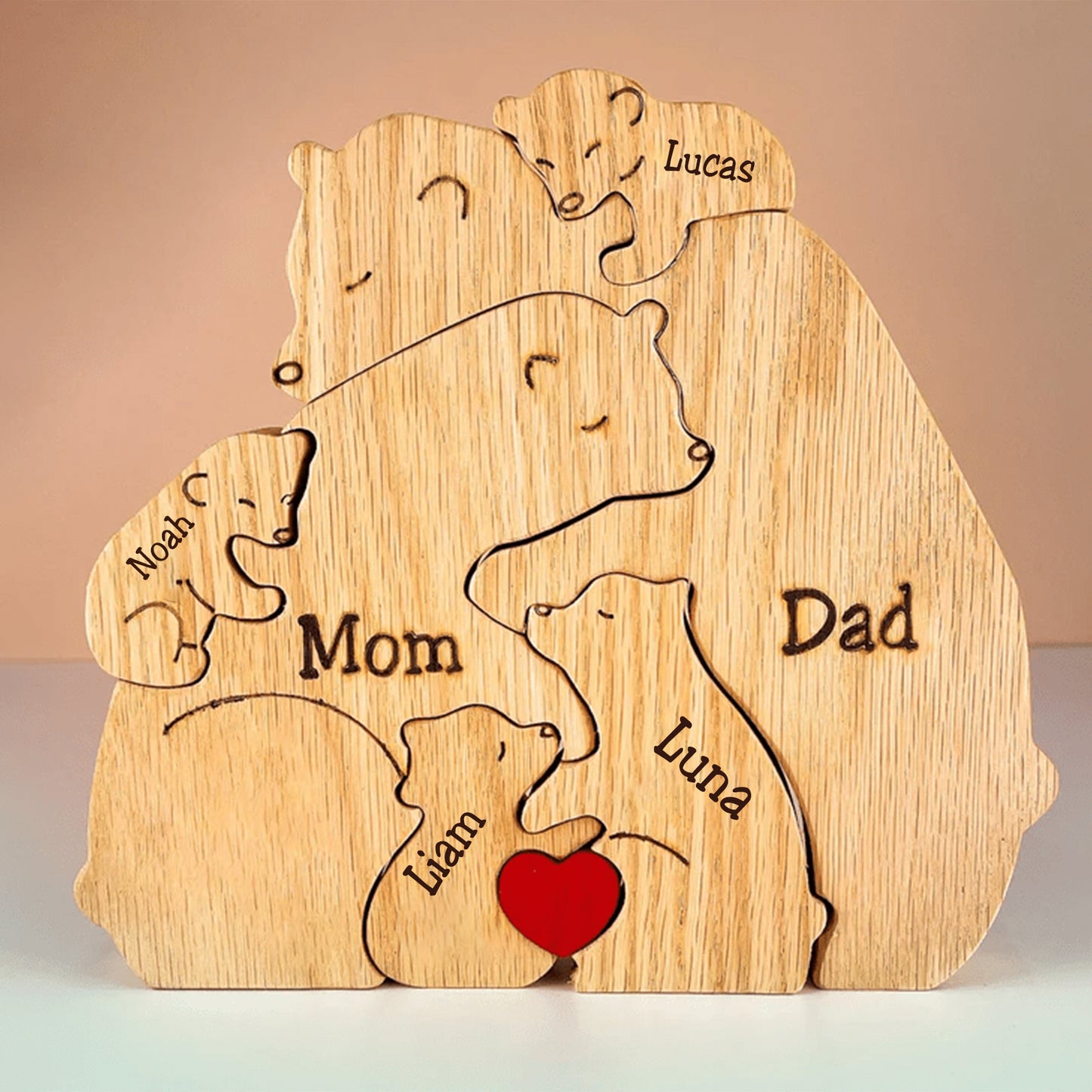 Family - Handcrafted-Wooden Bears Family Puzzle - Wooden Animal Carvings