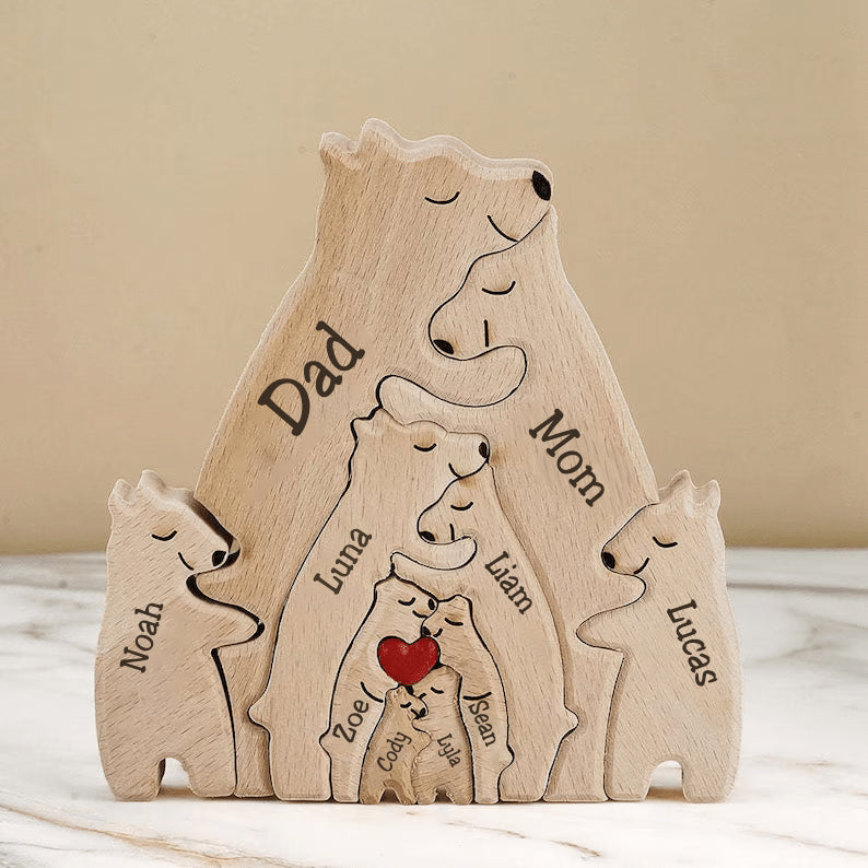 Family - Wooden Bears Family Puzzle - Personalized Wooden Carvings