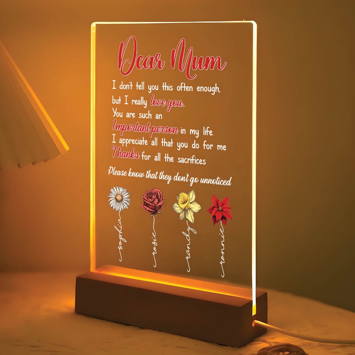 Gift For Mom - Personalized Flower LED Light