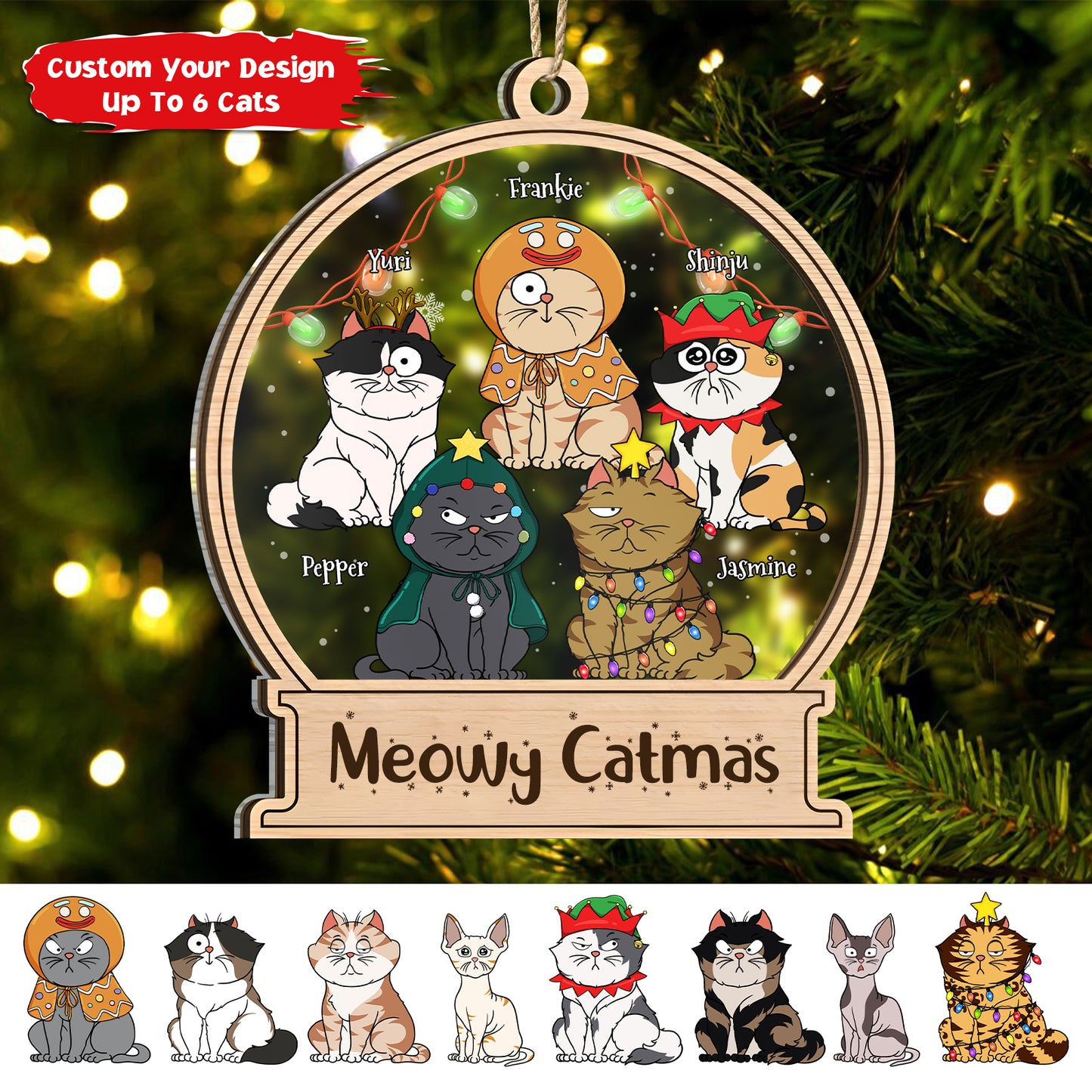 Pet Lovers - Meowy Catmas - Personalized 2-Layered Mix Ornament