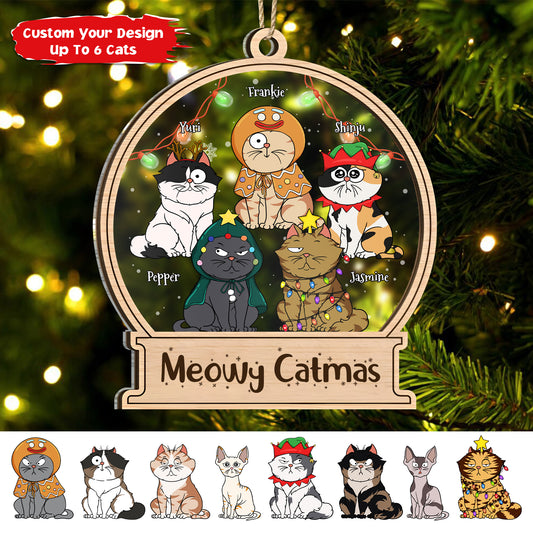 Pet Lovers - Meowy Catmas - Personalized 2-Layered Mix Ornament