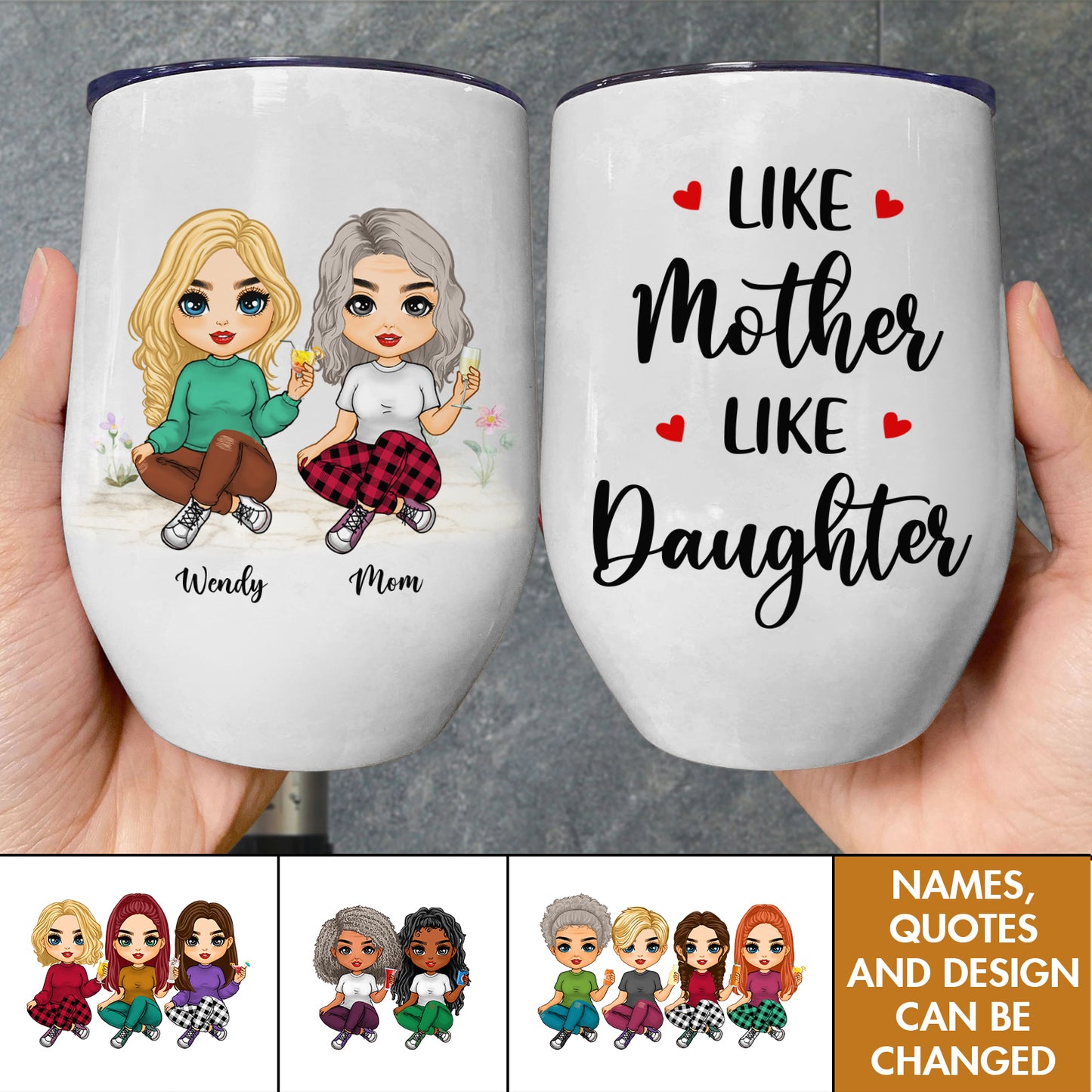 Mother's Day - Like Mother Like Daughter - Personalized White Wine Tumbler