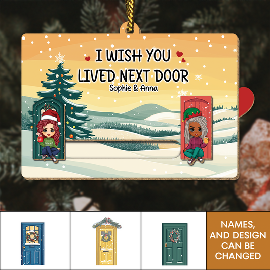 Besties - I Wish You Lived Next Door - Personalized Wooden Slider Card