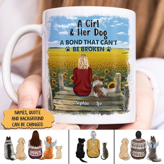 Pet Lovers - A Girl & Her Dog A Bond That Can't Be Broken - Personalized Mug Ceramic