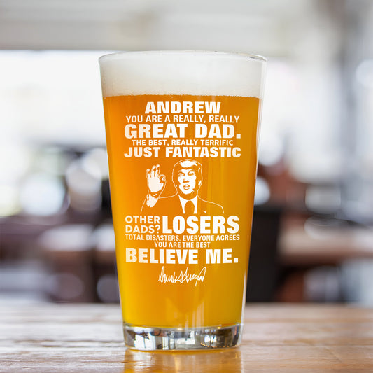 Father - Great Grandpa Great Dad - Personalized Beer Glass