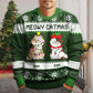 Pet Lovers - Meowy Catmas Funny Cartoon Cats - Personalized Ugly Sweater