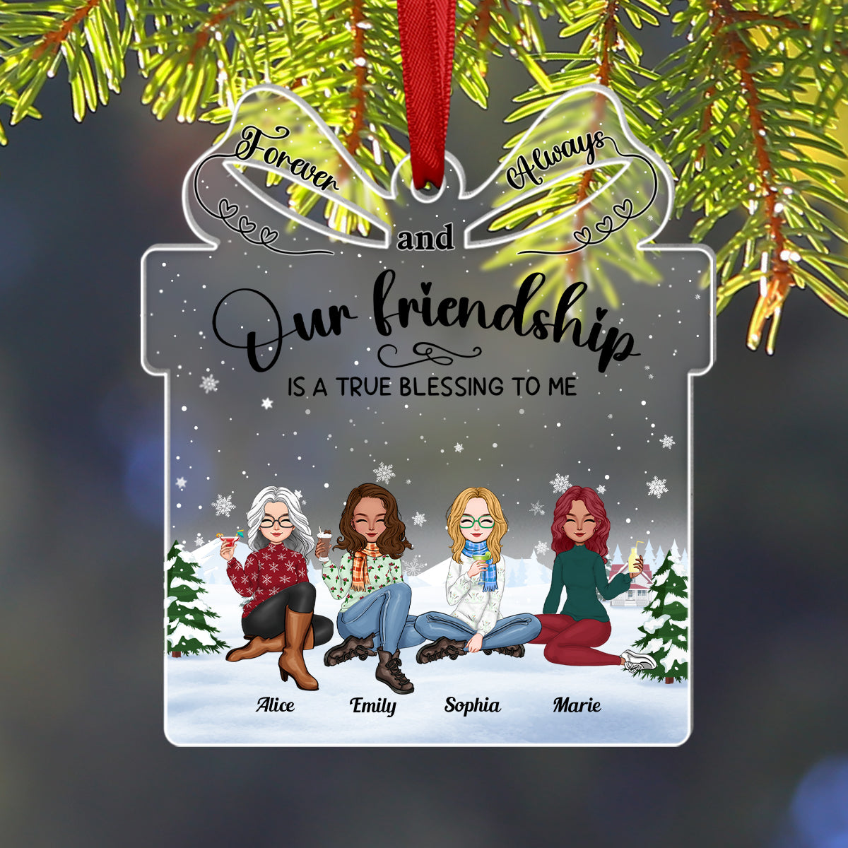 Our Friendship Is A True Blessing To Me - Personalized Acrylic Ornament (Ver 3)