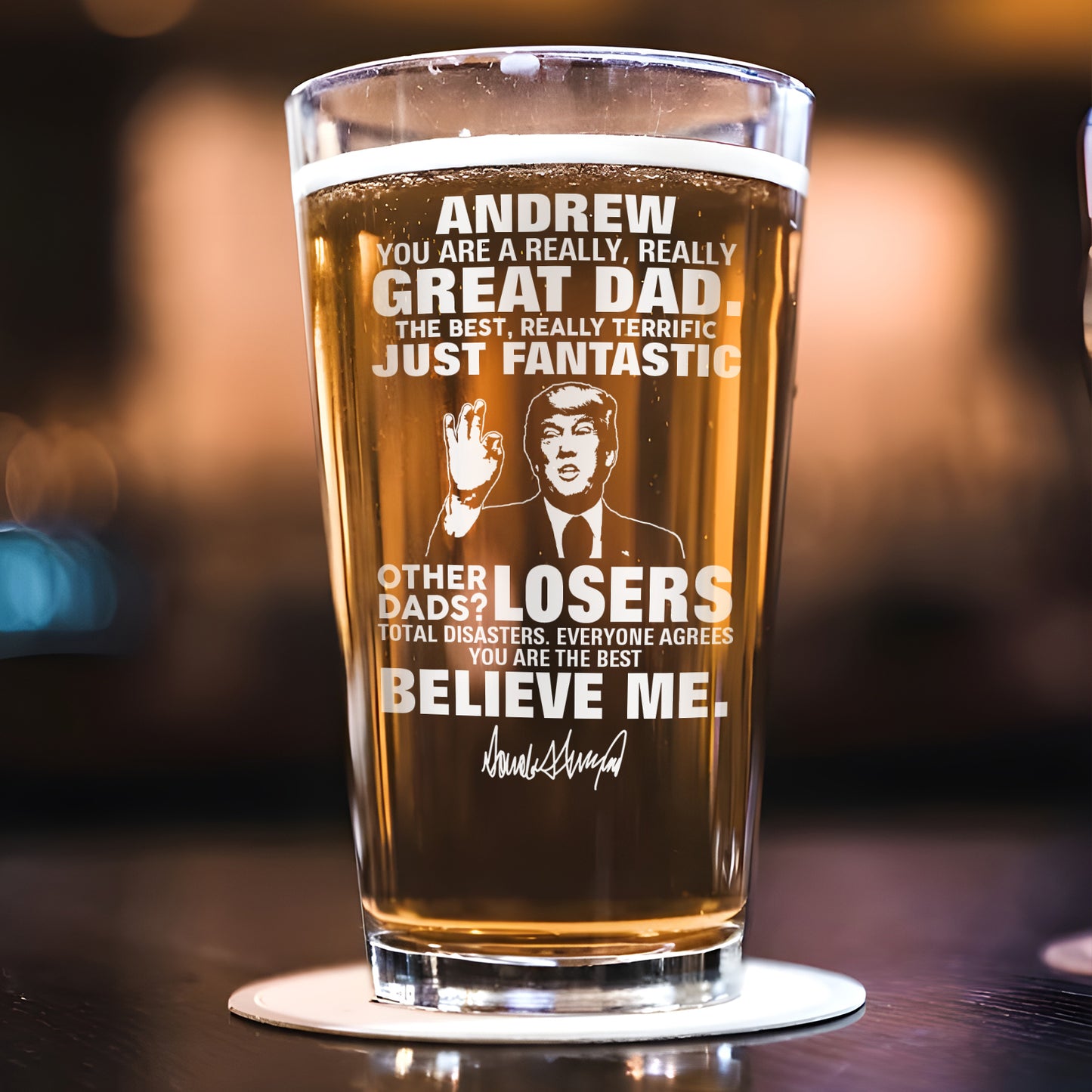 Father - Great Grandpa Great Dad - Personalized Beer Glass