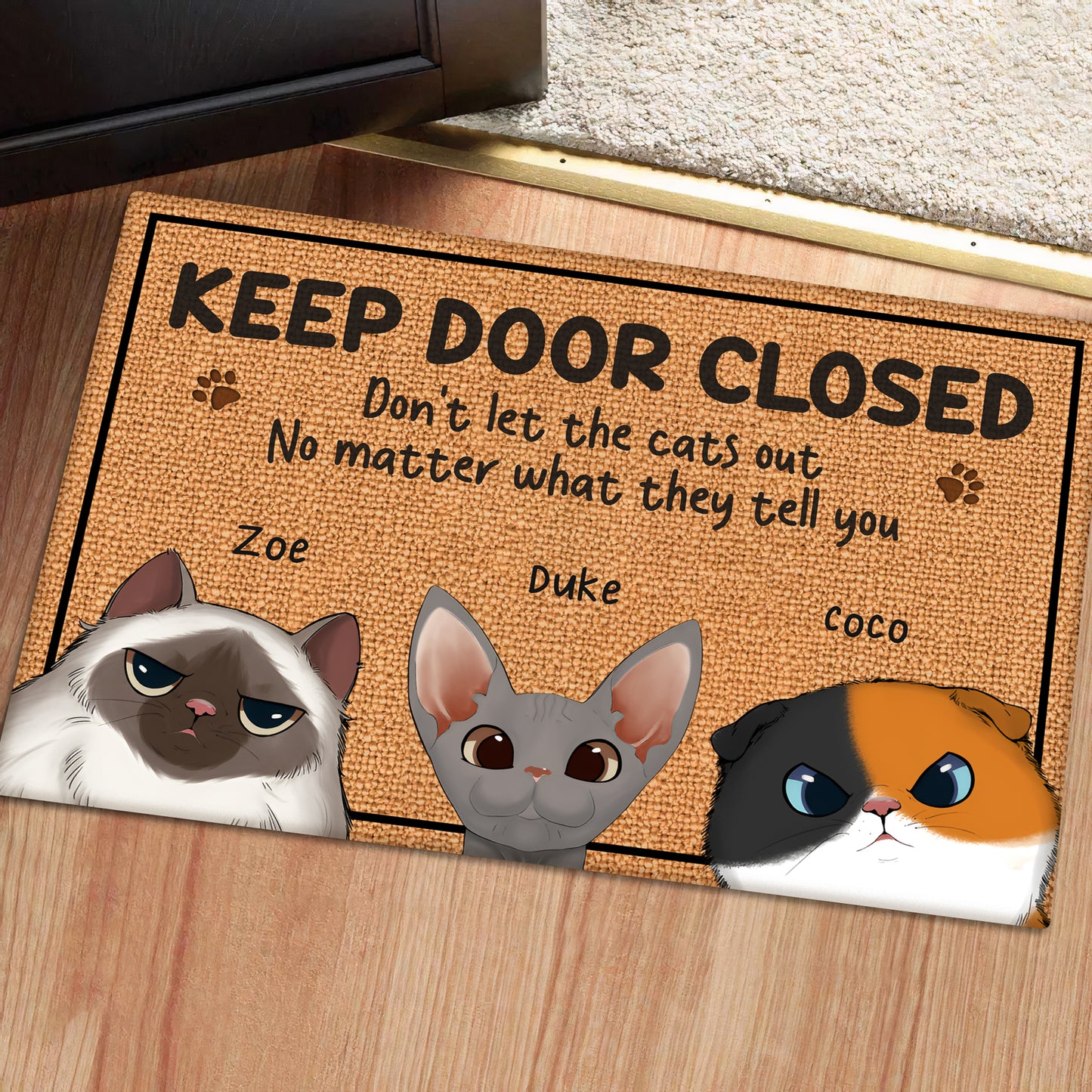 Pet Lovers - Keep The Door Closed - Personalized  Doormat