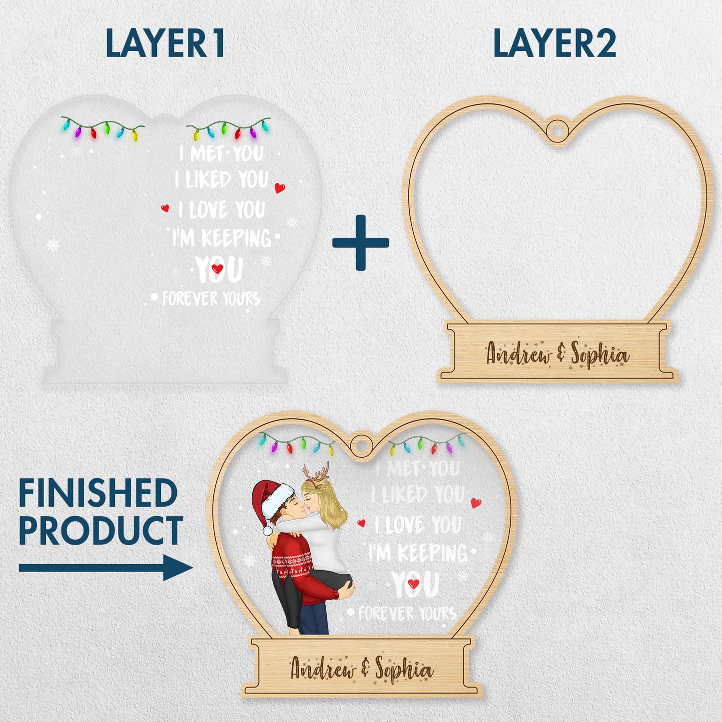 Couple - Couple Forever Yours - Personalized 2-Layered Mix Ornament