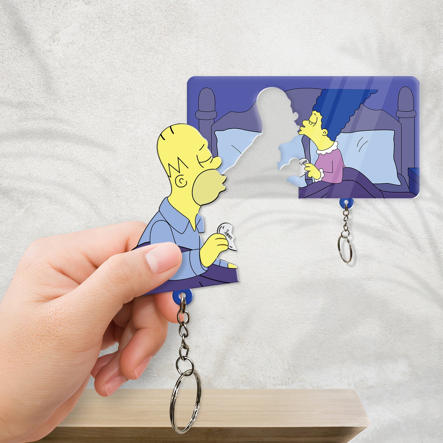 Couple - The Simpsons Cute Couple Cartoon - Personalized Acrylic Keychain Set