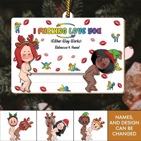 Couple - I Fucking Love You - Personalized Slider Ornament