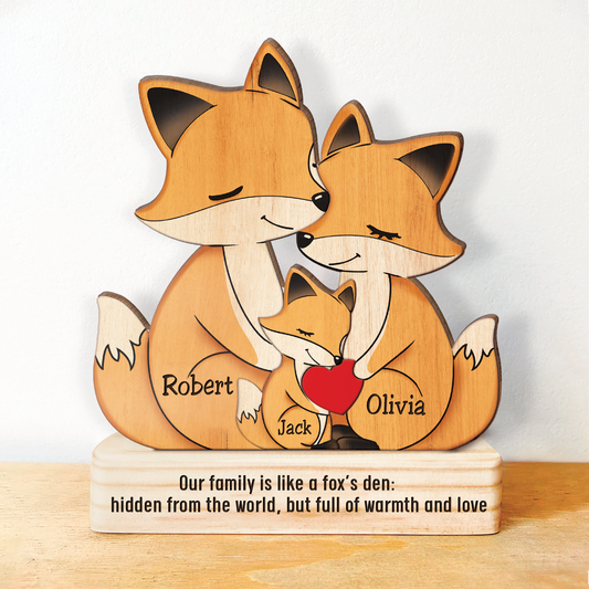 Family - Cutesy Fox Family - Personalized Wooden Puzzle