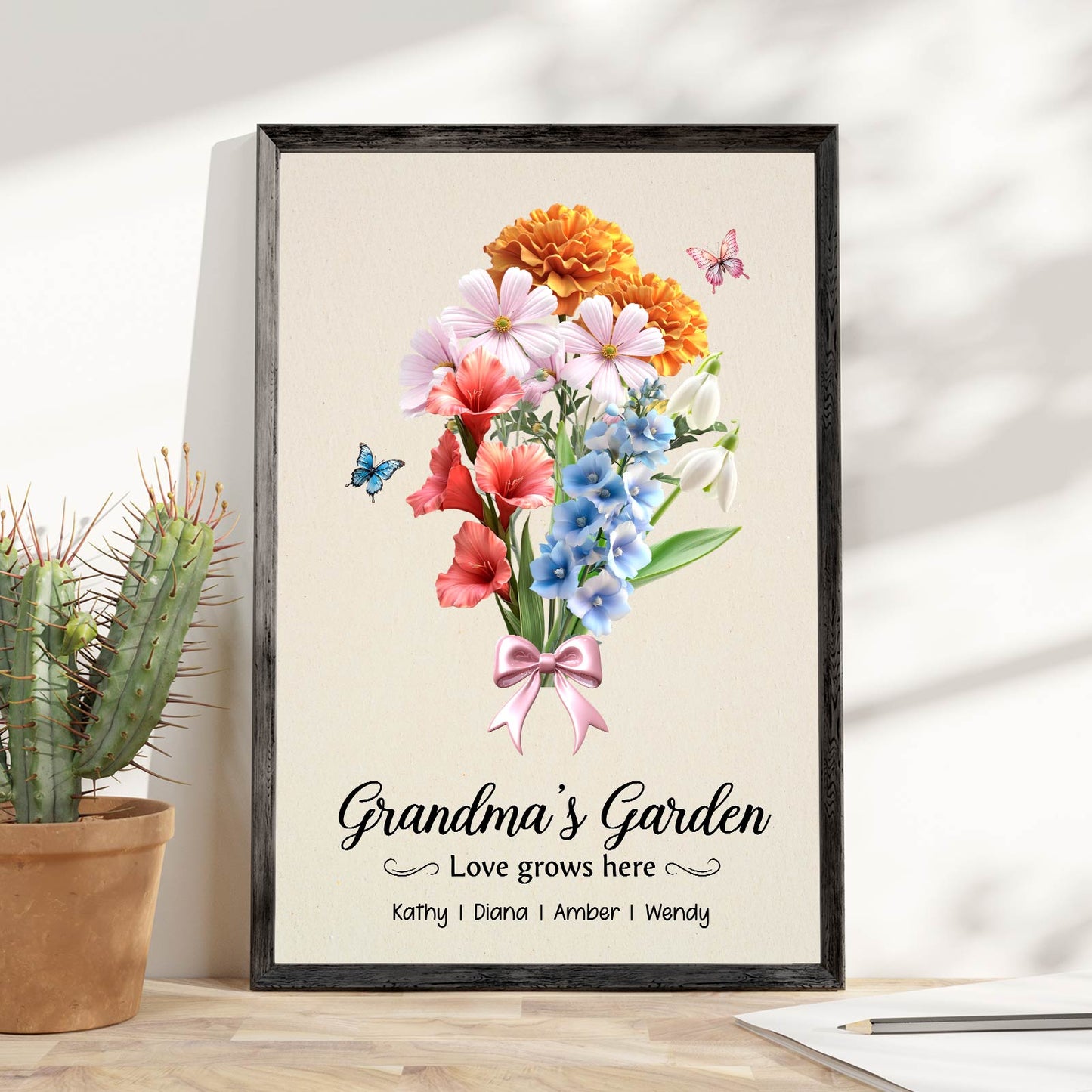 Birth Flower Bouquet - Grandma's Garden - Personalized Poster