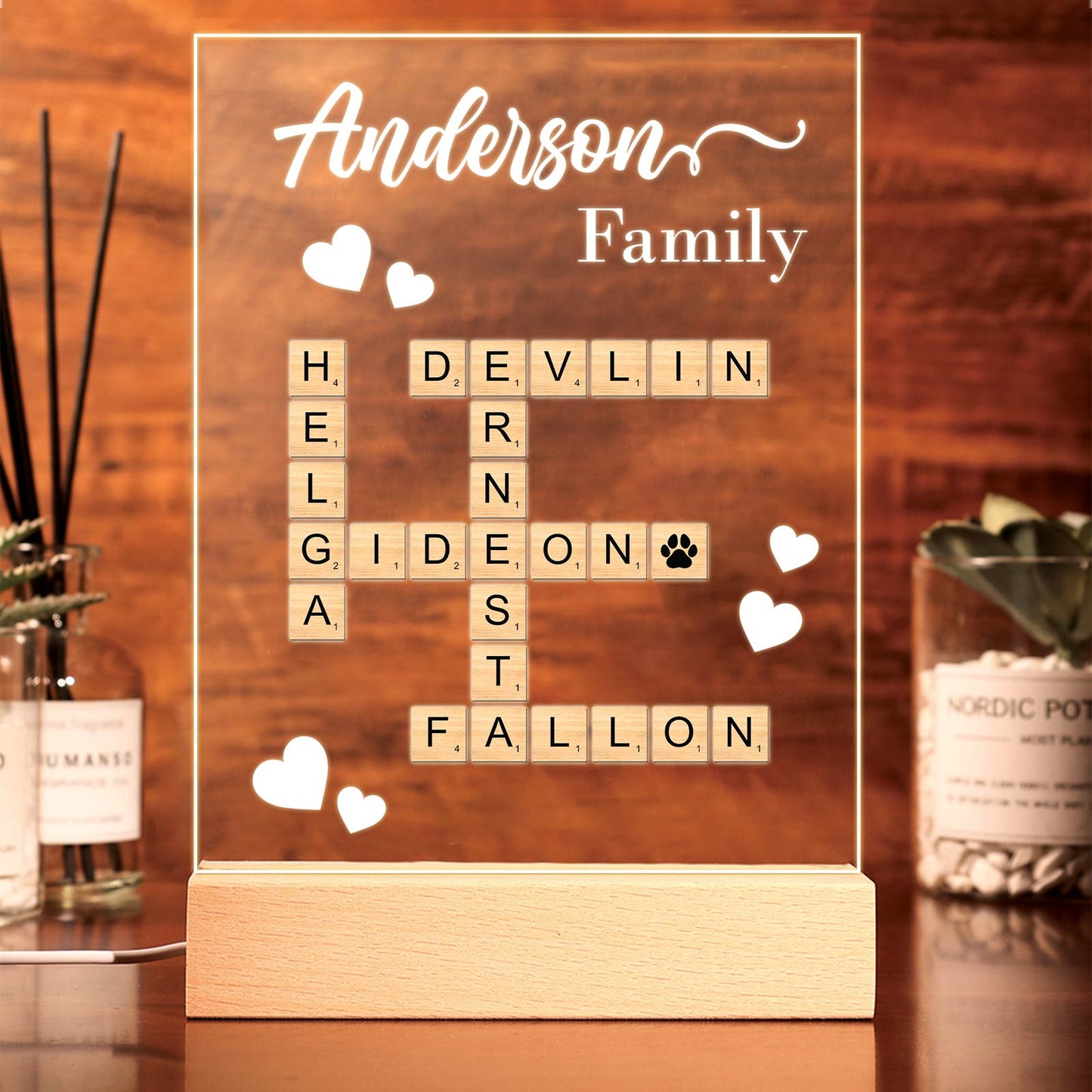 Family - Personalized Crossword LED Light