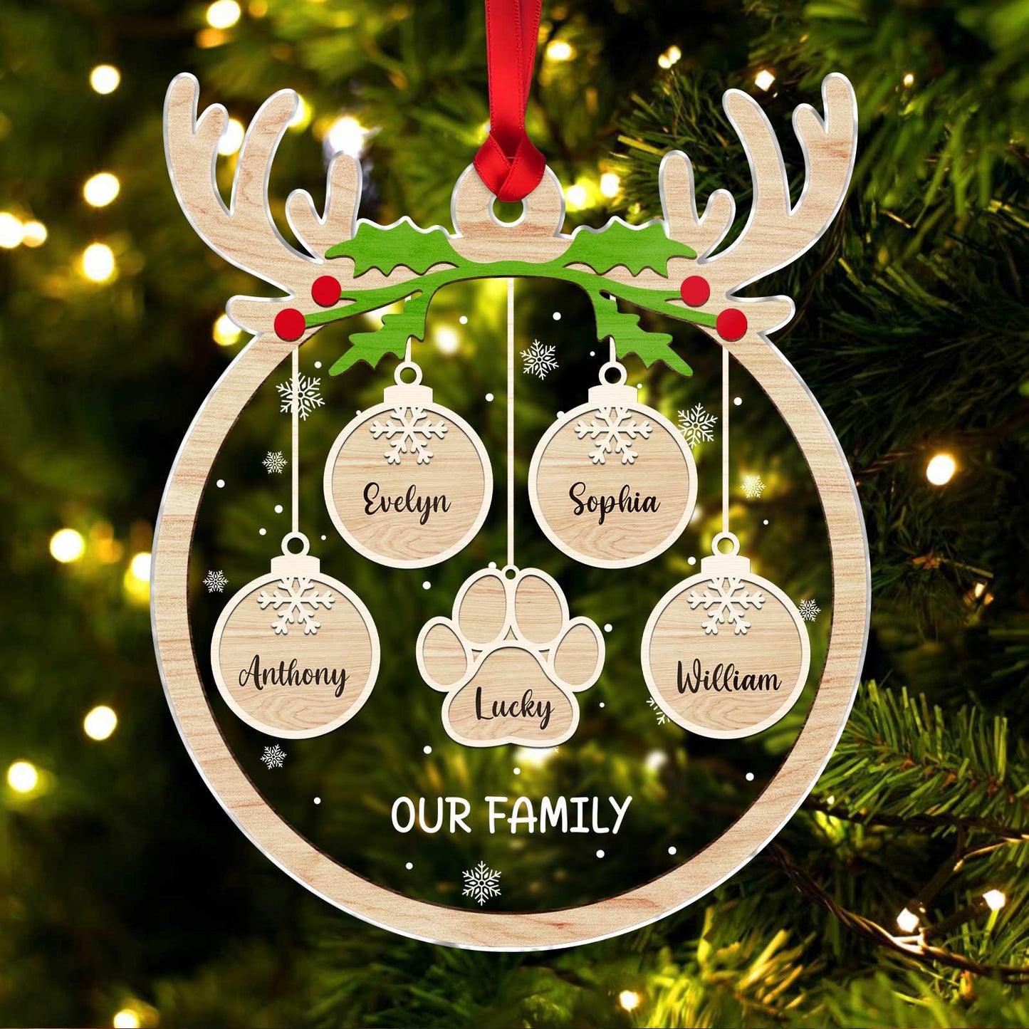 Christmas - Paw Charm - Personalized Custom Acrylic Ornament