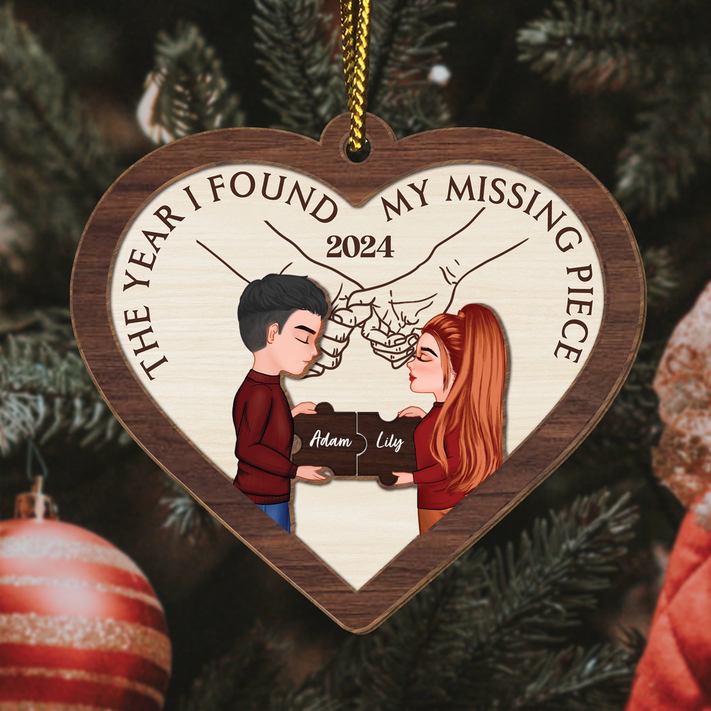 Couple - My Missing Piece - Personalized Heart Shape Ornament