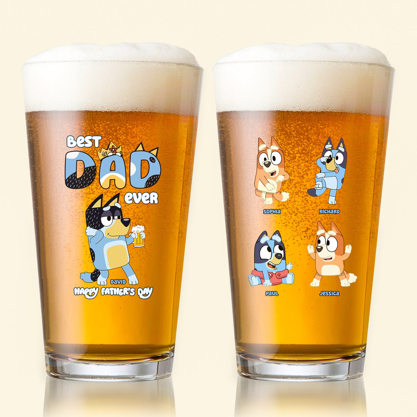 Family - Best Dad Ever - Personalized Beer Glass