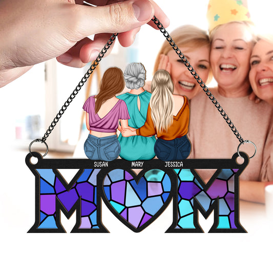 Mother - Love Mom - Personalized Window Hanging Suncatcher Ornament