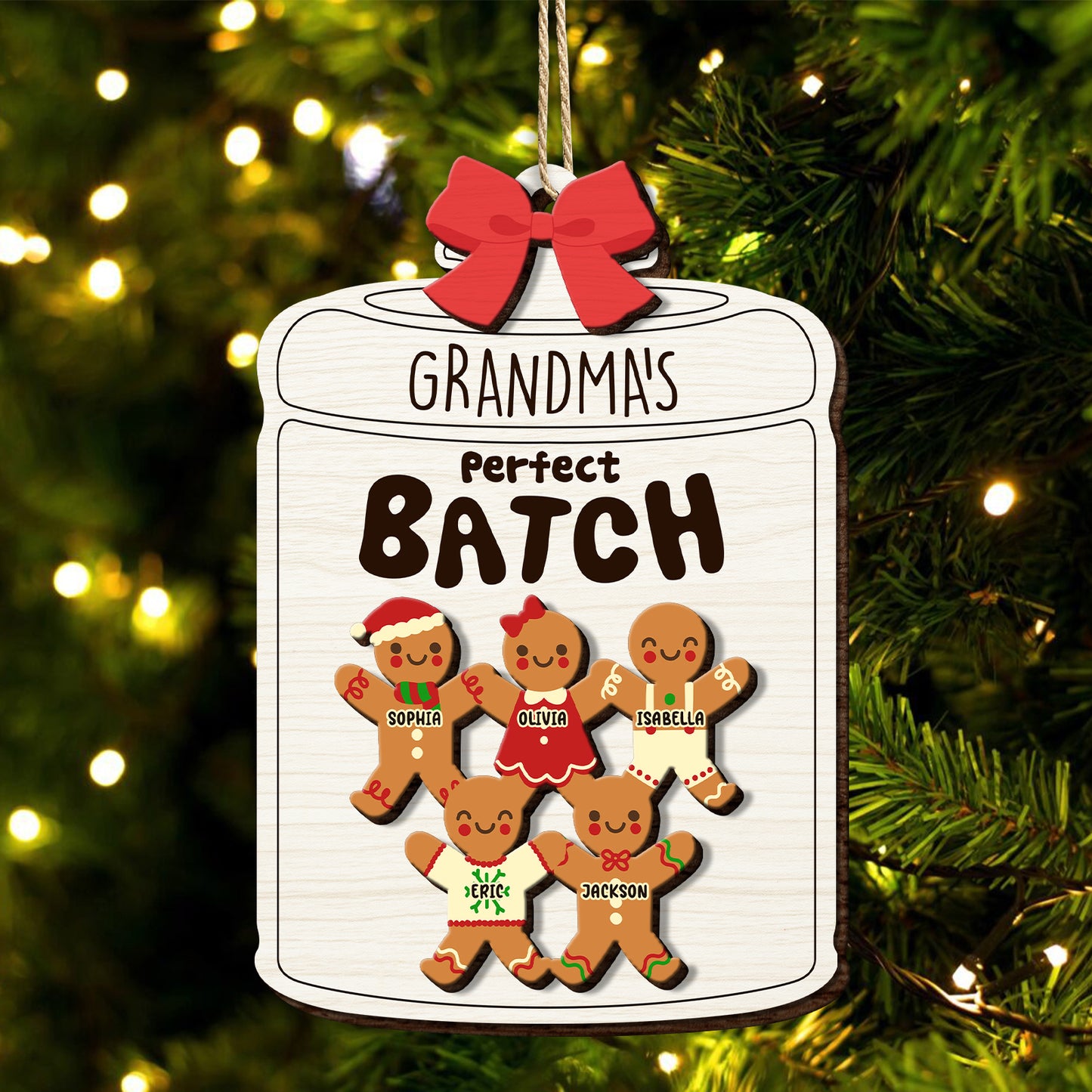 Family - Grandma Grandpa Mom Dad Perfect Patch - Personalized 2-Layered Wooden Ornament