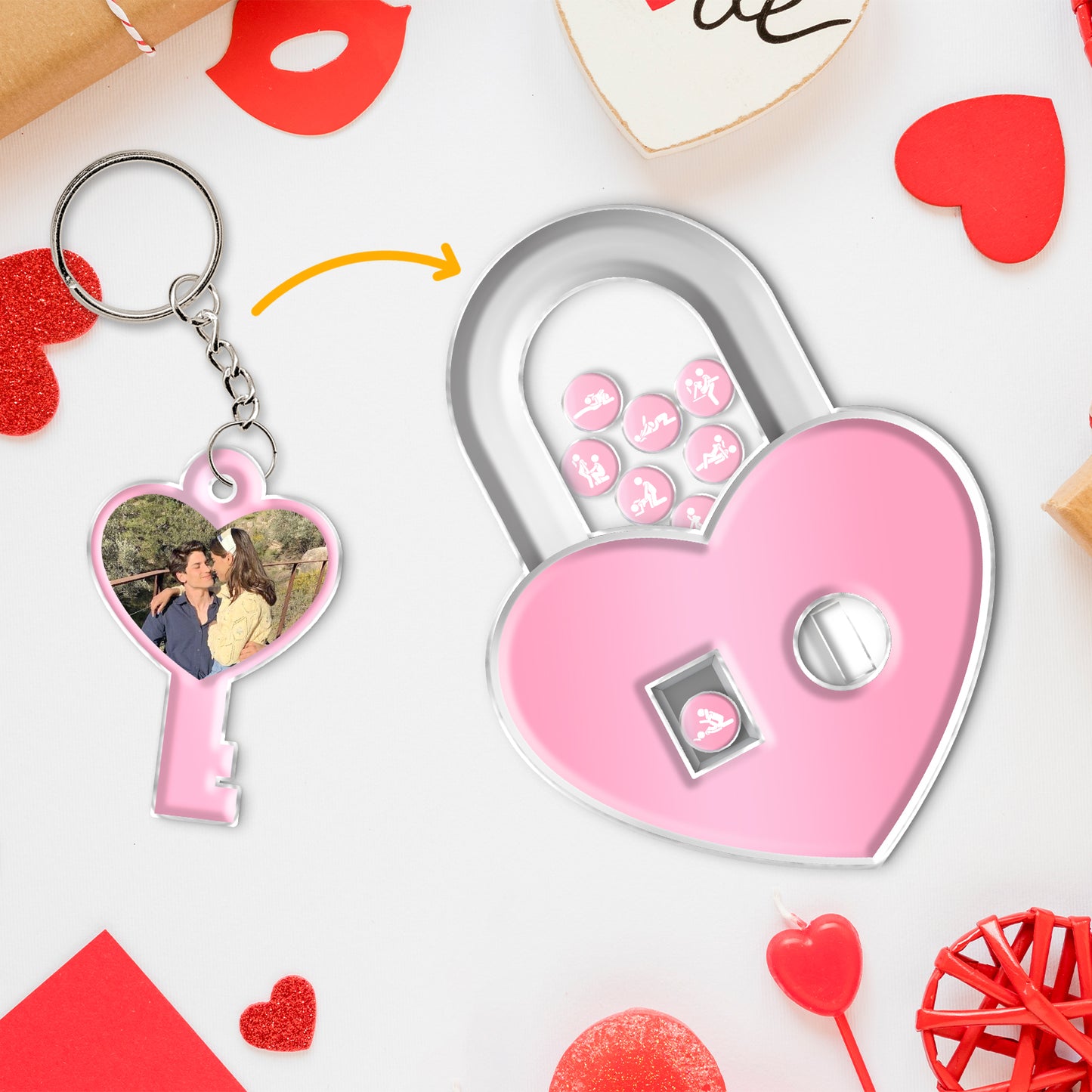 Couple - You Hole The Key To My Heart - Personalized Heart Padlock Gacha Game