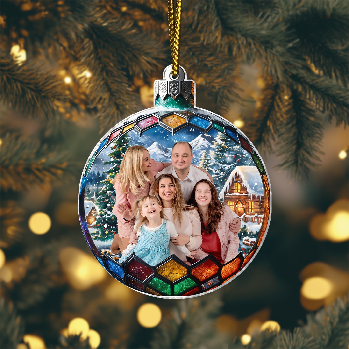 Family -  Custom Photo Family In Christmas Ball - Personalized Acrylic Photo Ornament