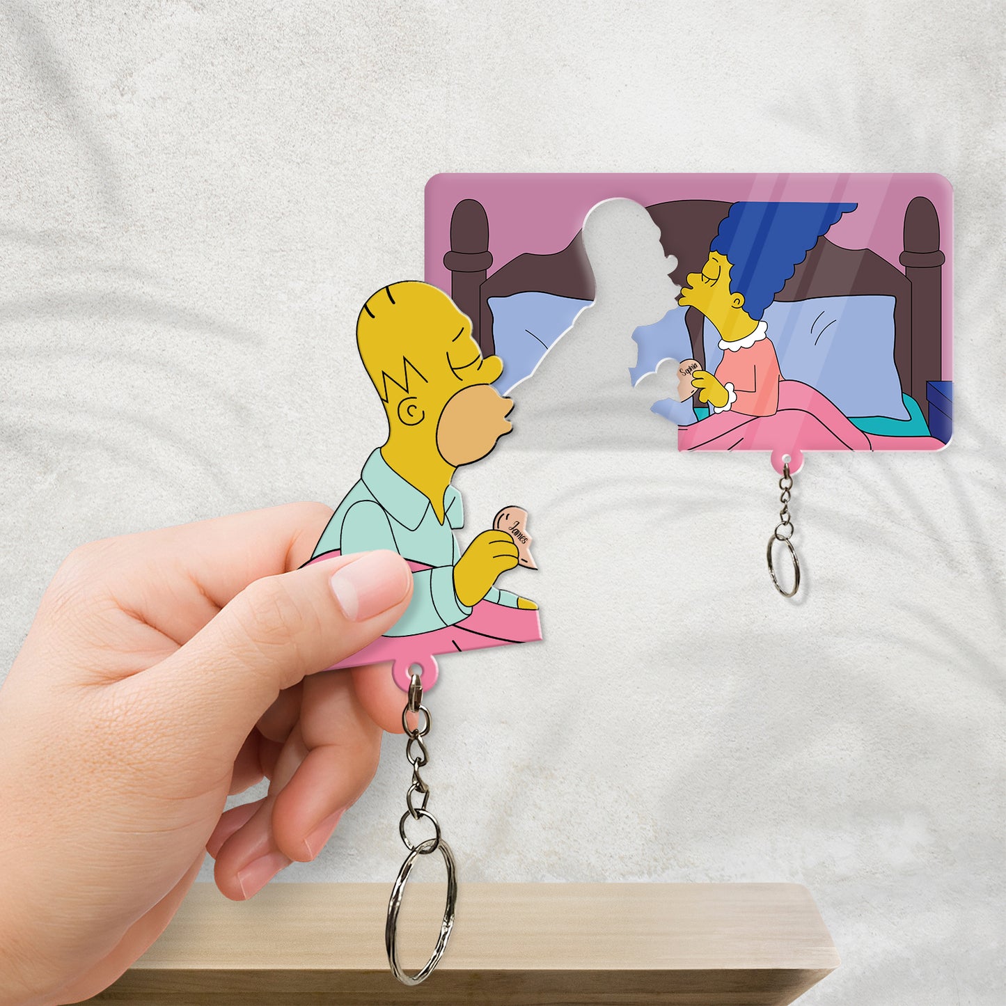 Couple - The Simpsons Cute Couple Cartoon - Personalized Acrylic Keychain Set