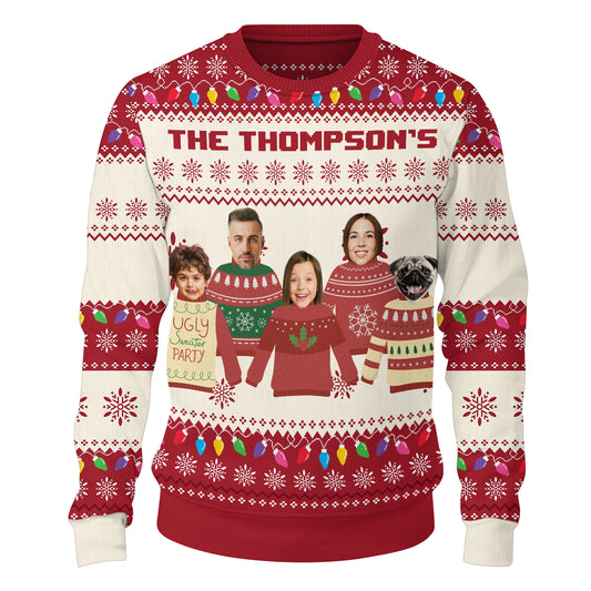 Family - Custom Face Funny Silly Family, Friends, Co-Workers - Personalized Ugly Sweater